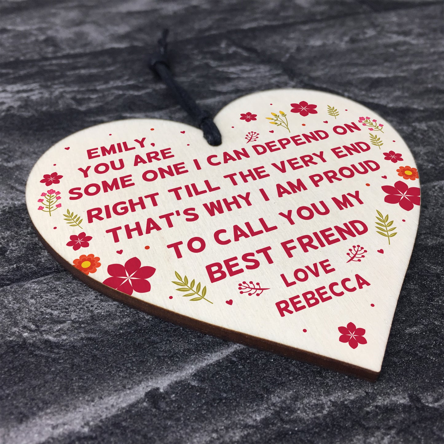 Best Friend Personalised Gift Wooden Heart Keepsake For Friend