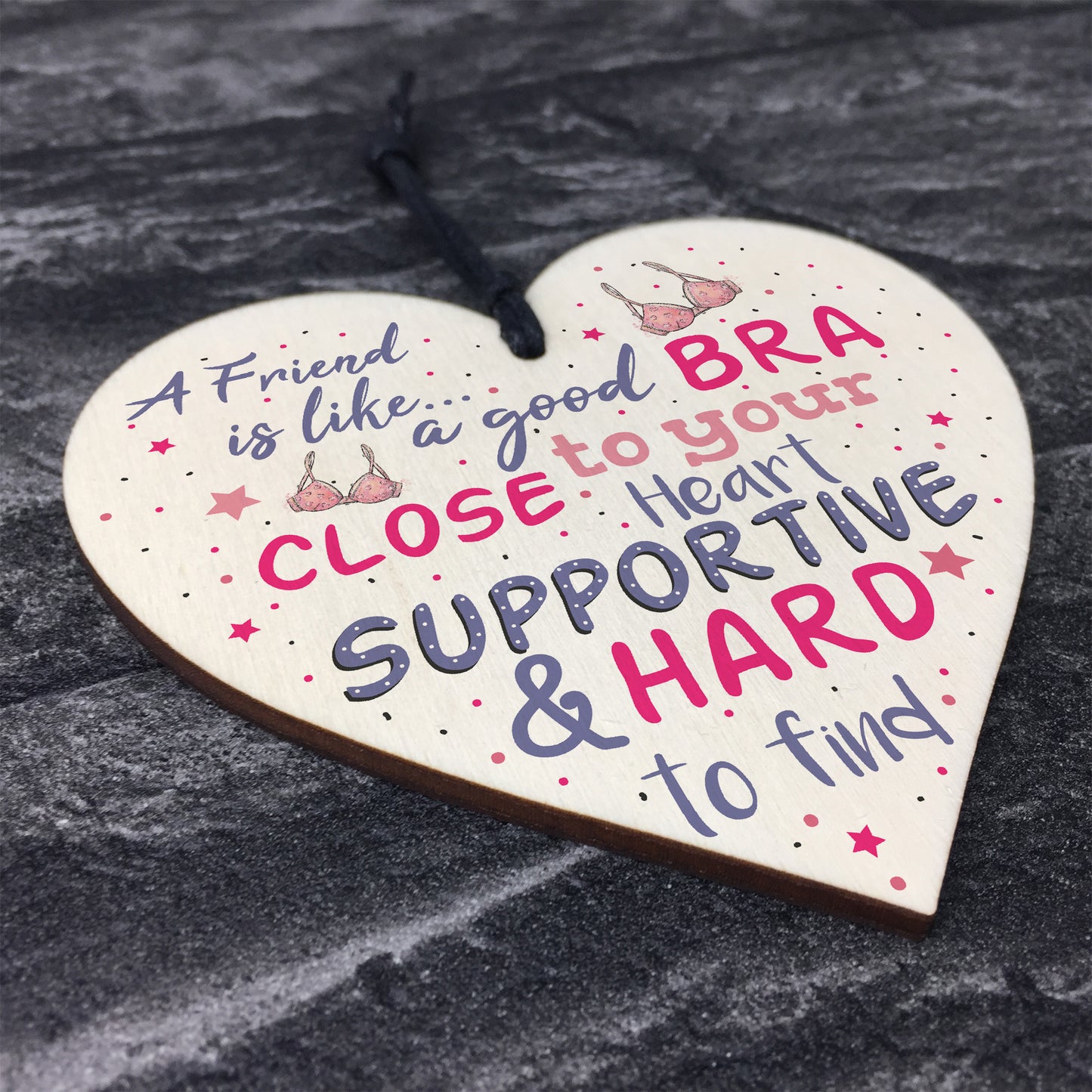 Handmade Friendship Best Friend Gift Wood Heart Thank You Plaque