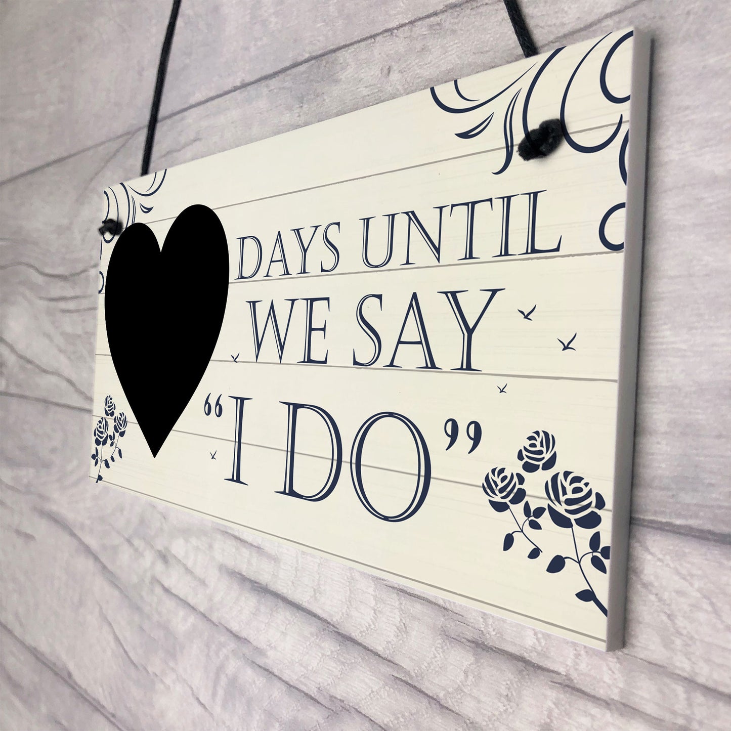 Wedding Countdown I DO Chalkboard Plaque Sign Engagement Gift