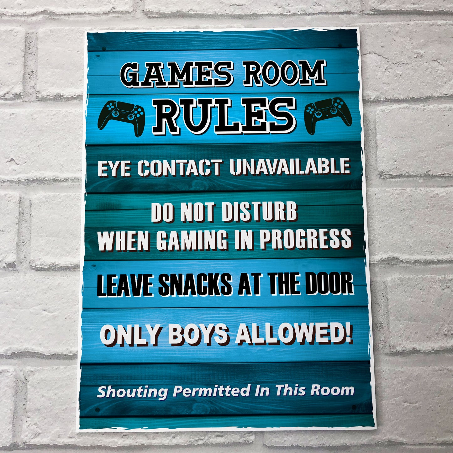 Games Room Rules Novelty Bedroom Wall Plaque Gamer Gift For Boys