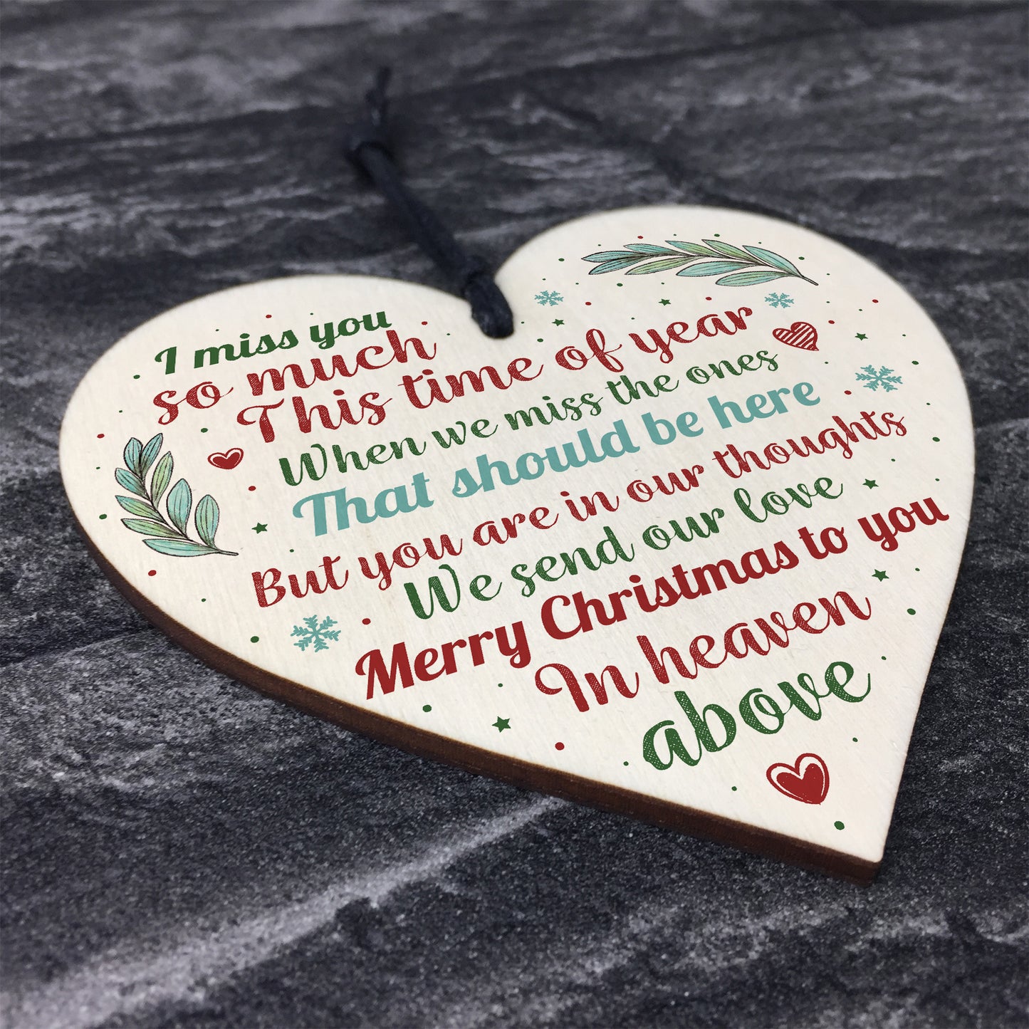 Memorial Christmas Tree Decoration Wooden Heart Plaque Gifts