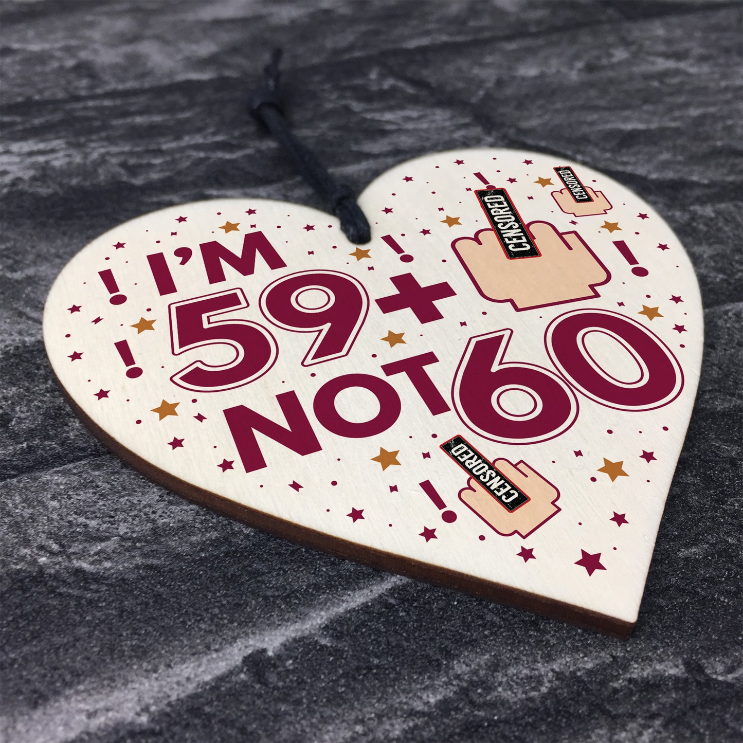 Funny Rude 60th Birthday Plaque Gift Wood Heart Gift For Him Her