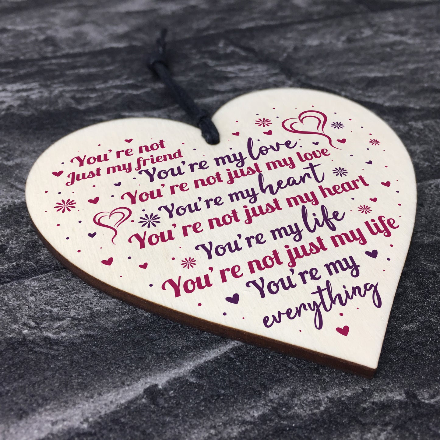 Valentines Gift for Him / Her / Boyfriend Girlfriend Wood Heart