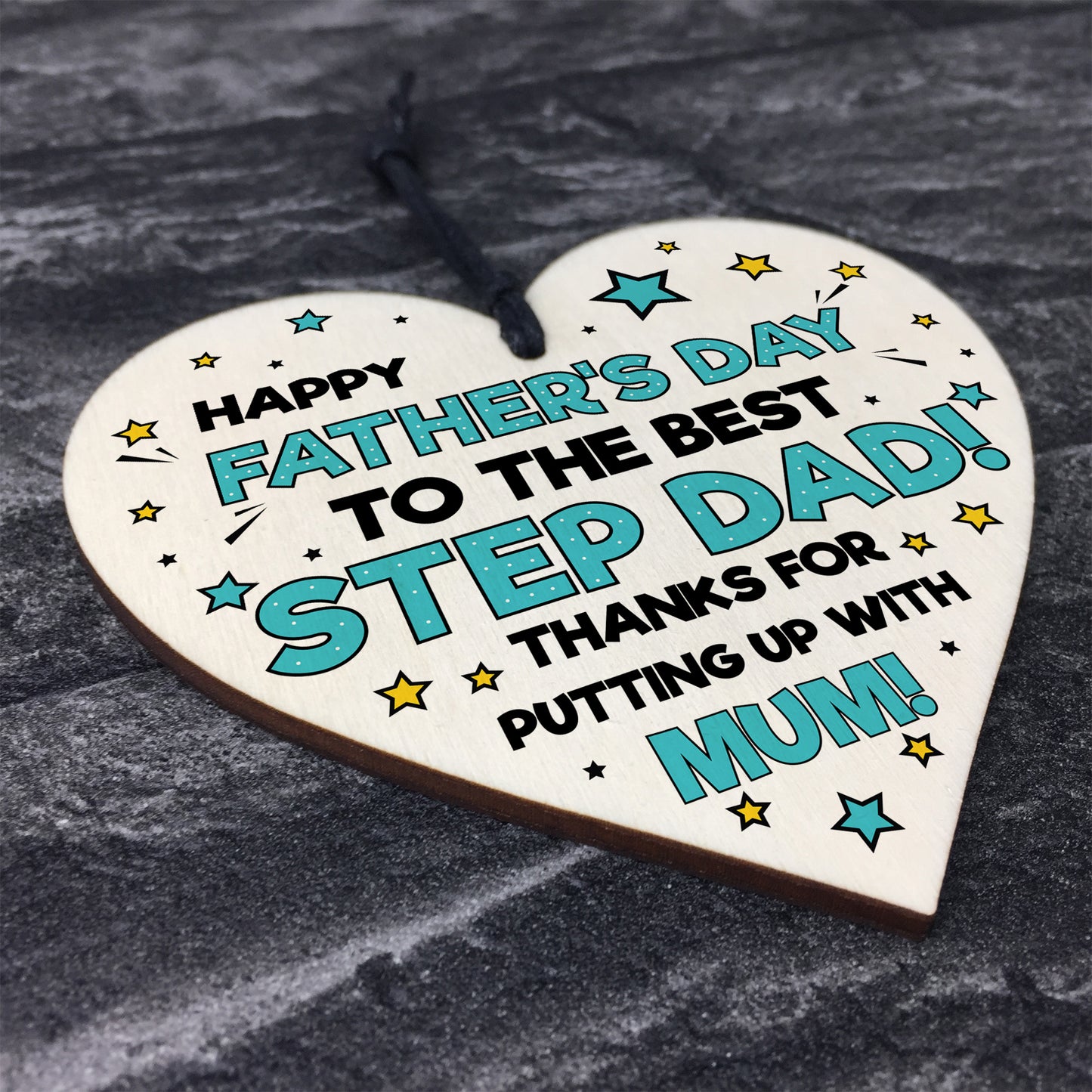 Fathers Day Gift For Step Dad Wood Heart Funny Gift For Step Dad
