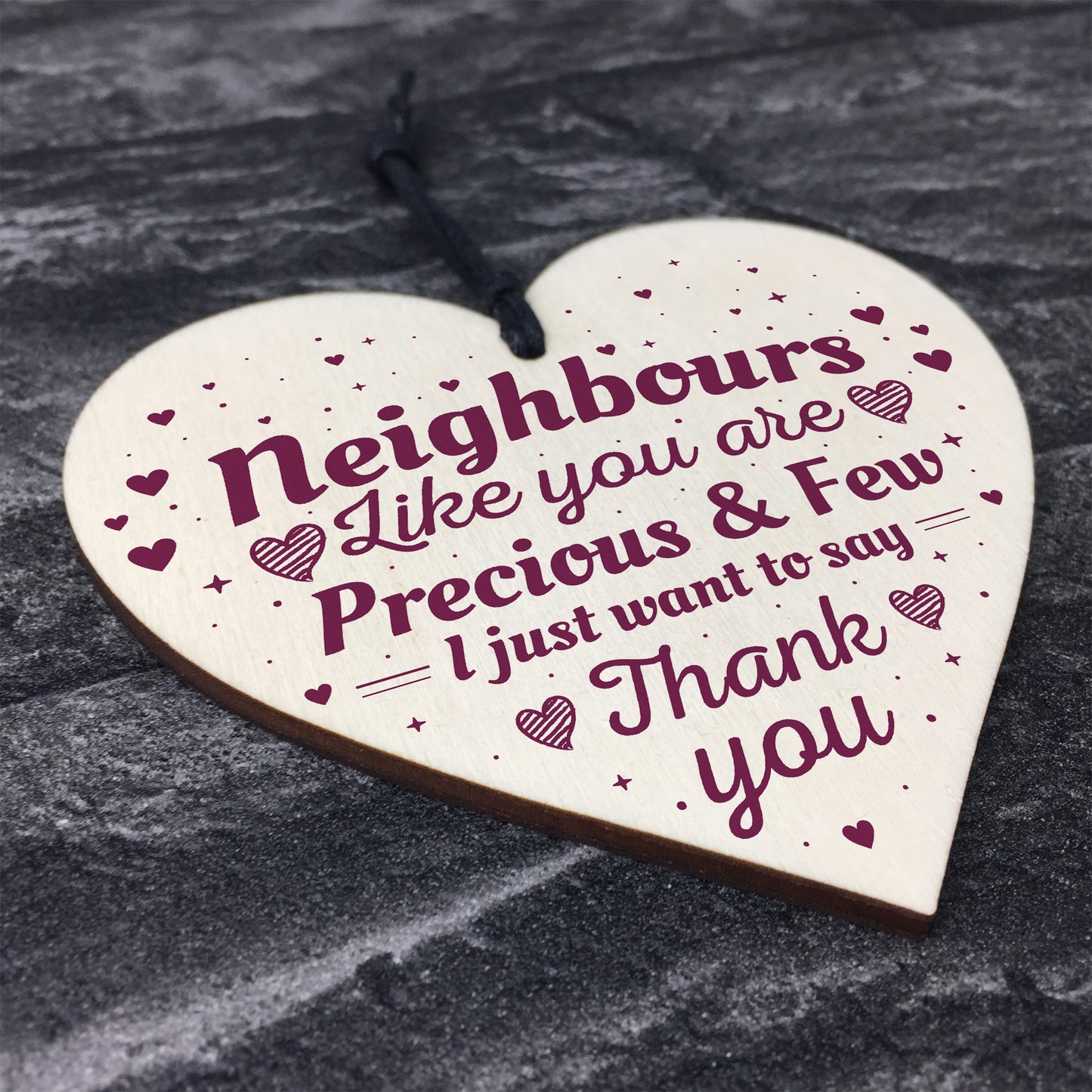Neighbour Friendship Gift Handmade Wooden Heart Plaque Sign