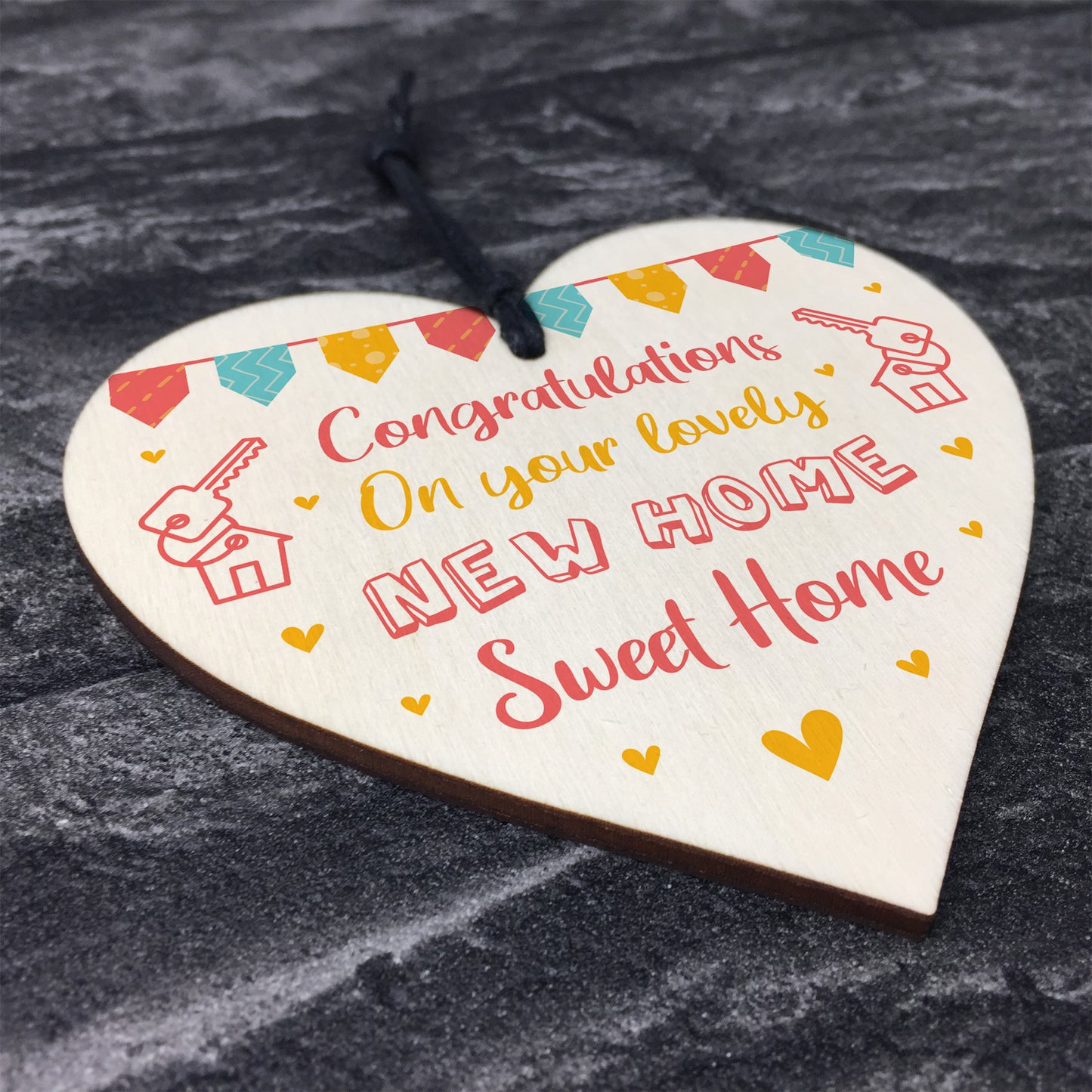 New House Warming Gift Wooden Heart New Home Congratulations