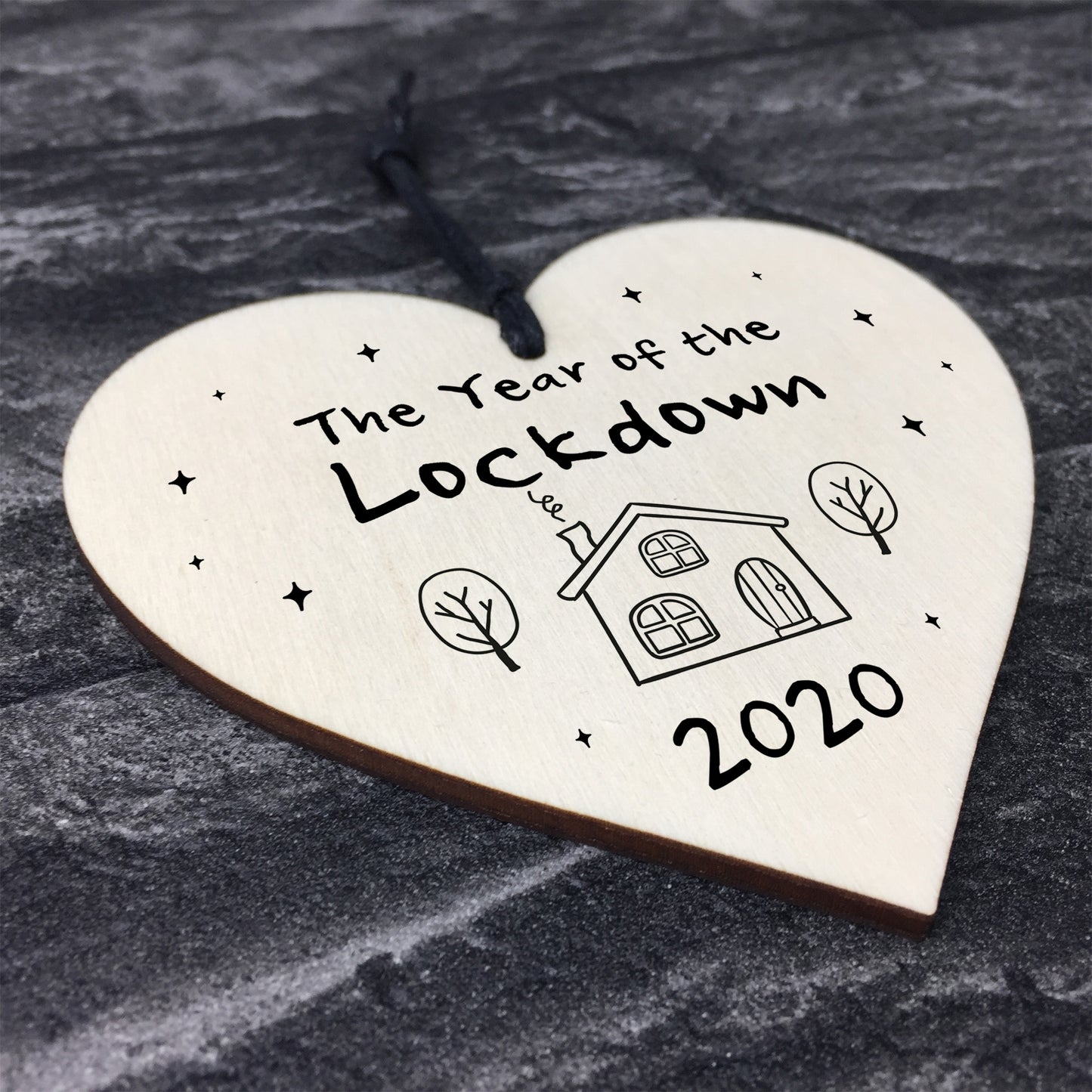 The Year Of The Lockdown Novelty Wood Heart Sign Home Decor