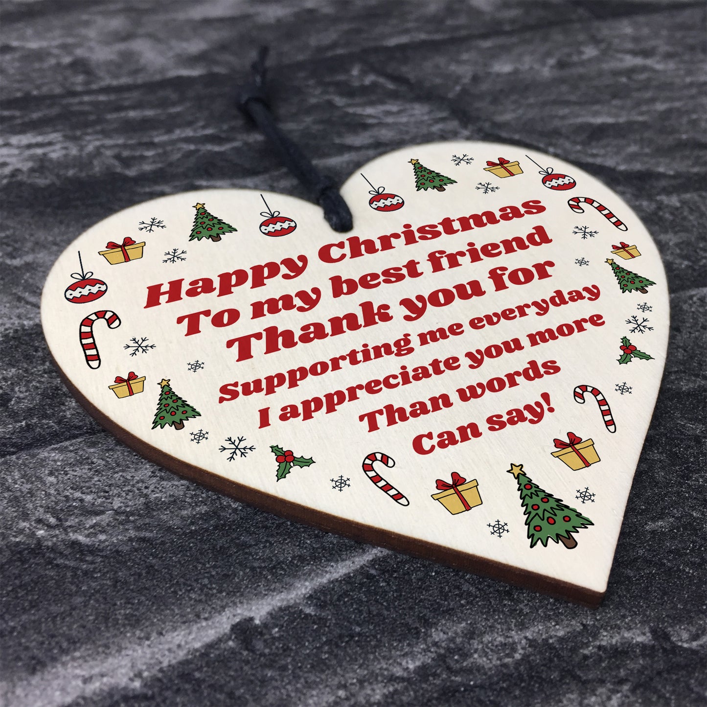 Christmas Gift For Best Friend Wood Heart Novelty Friendship