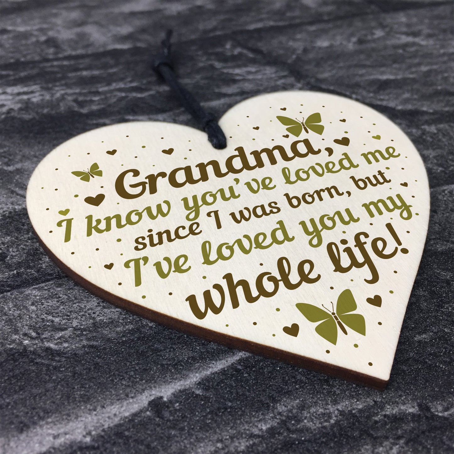 Grandma Birthday Christmas Card Gift Wooden Heart Keepsake