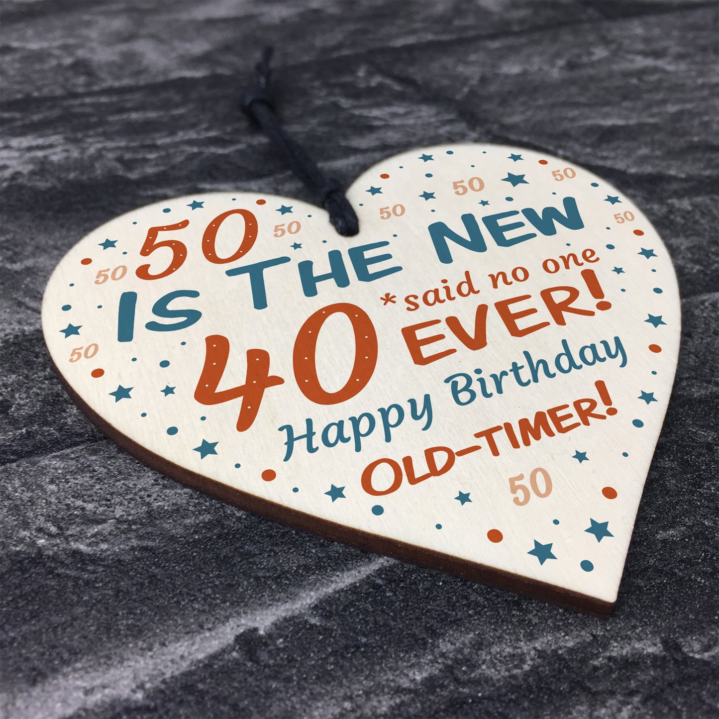 Happy 50th Birthday Wooden Heart Sign Novelty 50th Birthday Gift