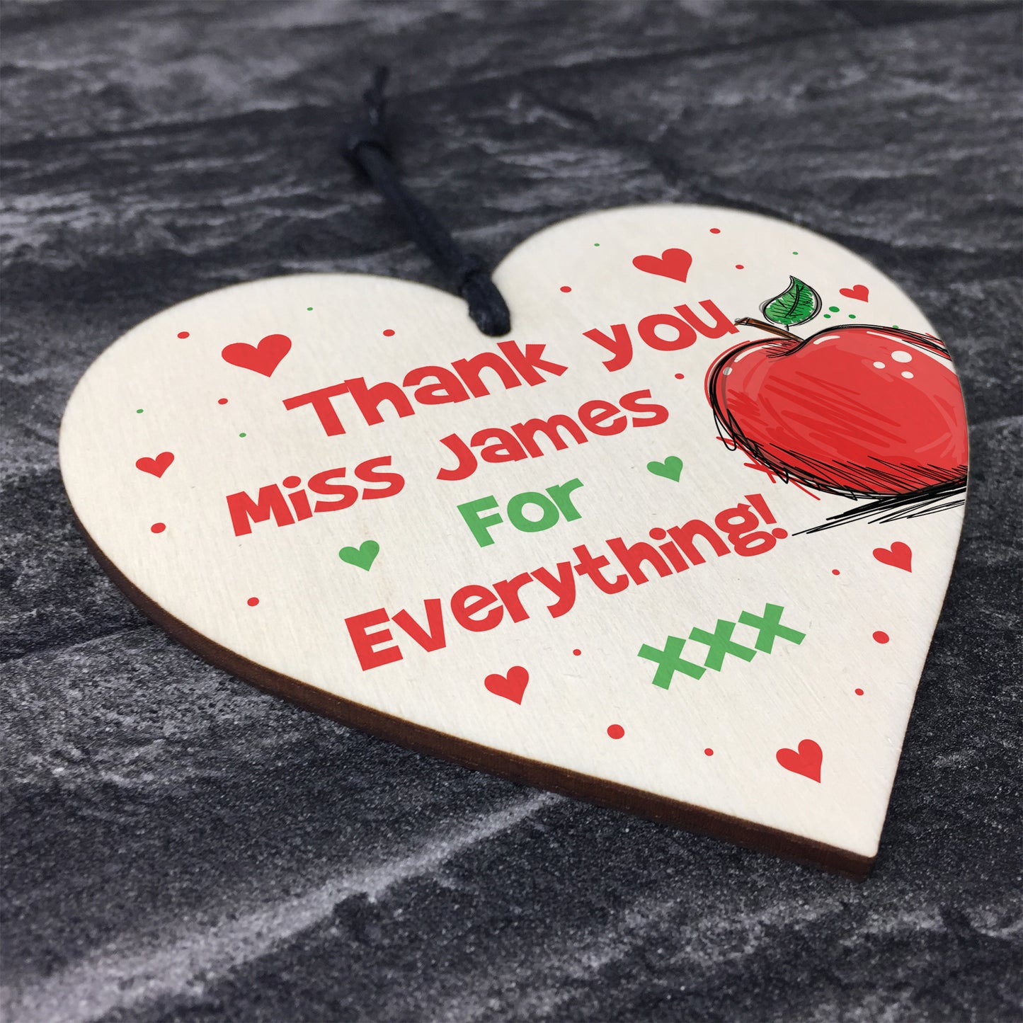 Cute Gift For Teacher Wooden Heart Personalised Thank You Gift