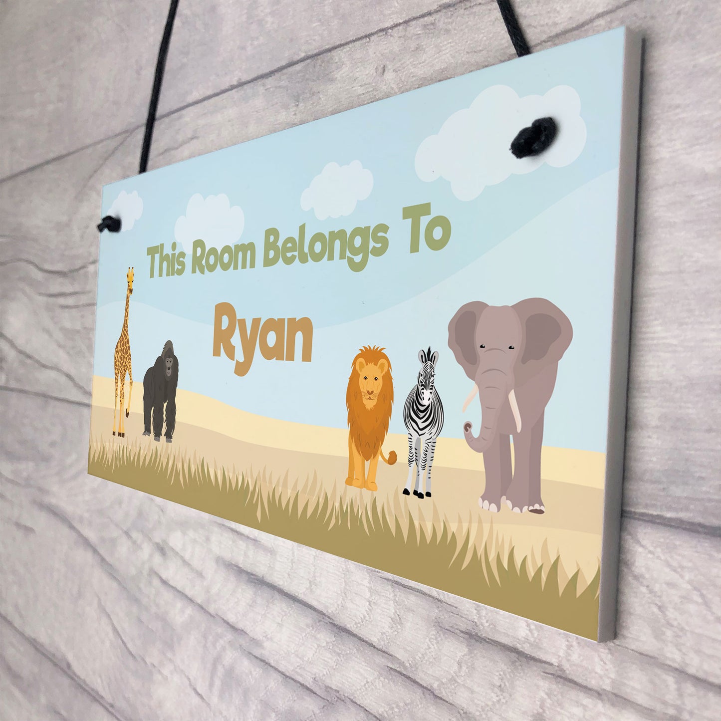 Safari Animal Theme Bedroom Sign PERSONALISED Boys Nursery