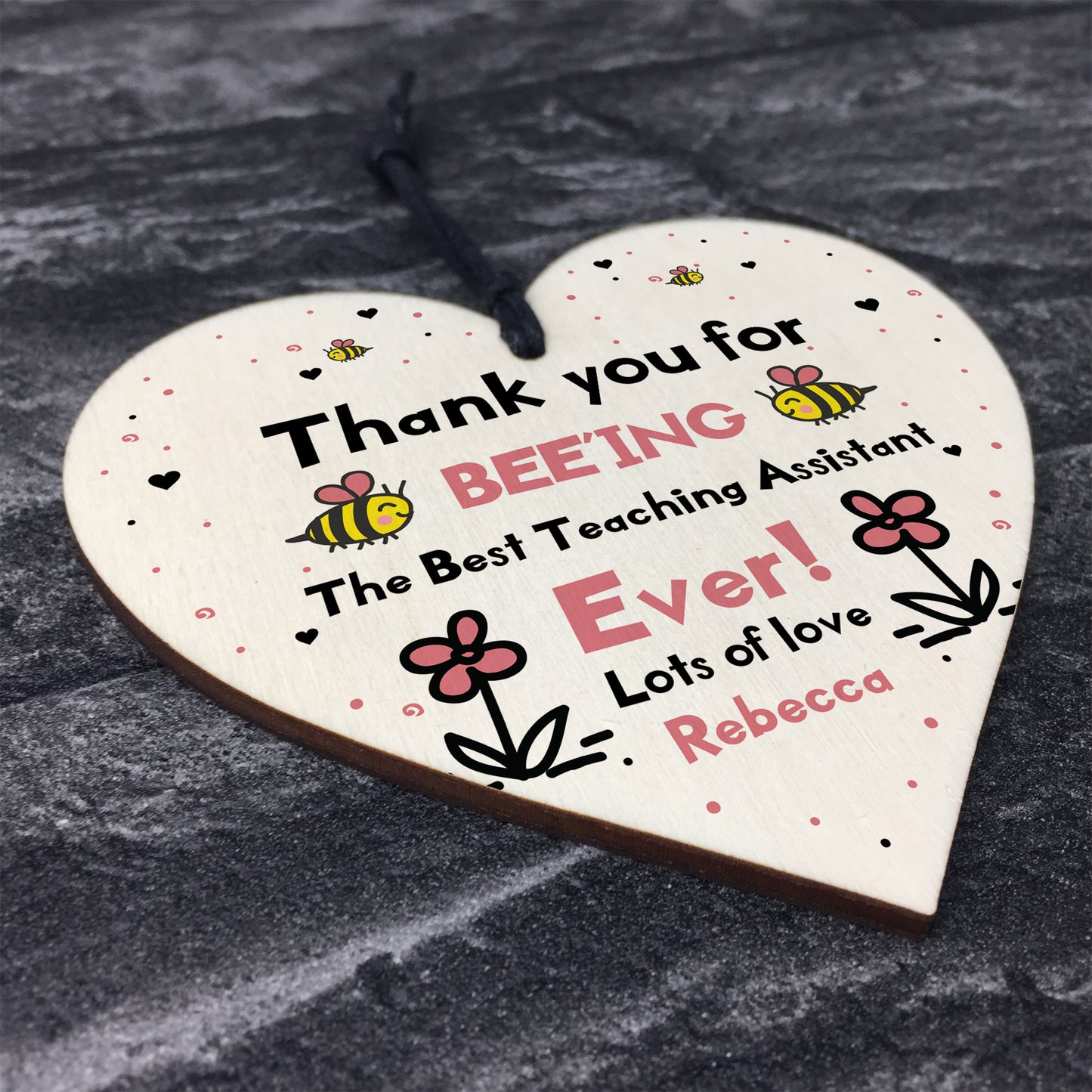 Best Teaching Assistant Gift Personalised Wooden Heart Lockdown
