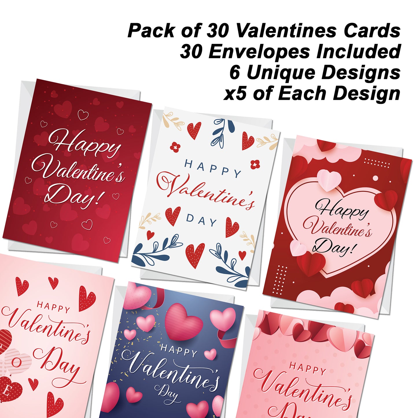 Valentine's Day Cards Pack of 30 Multipack Happy Valentines Day
