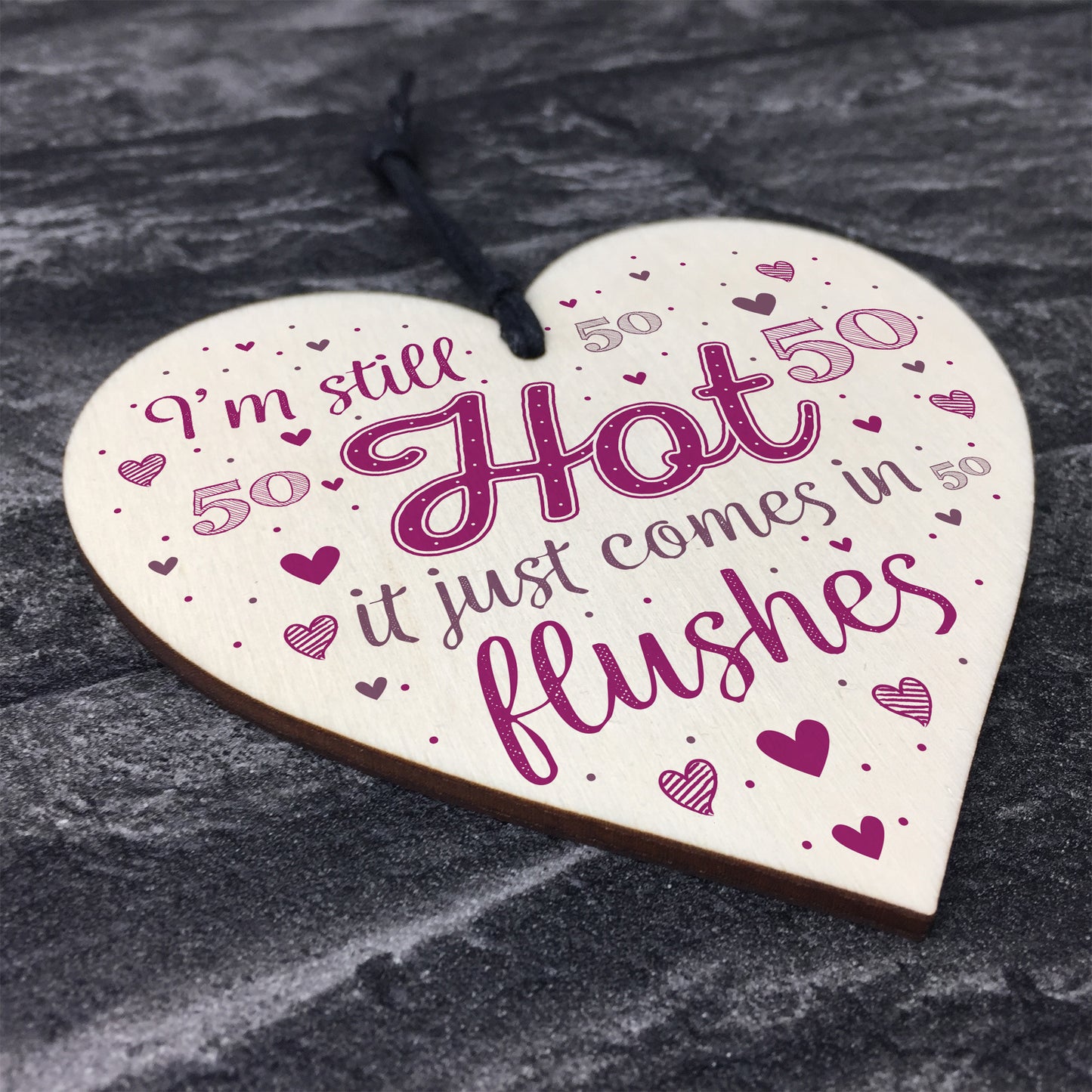 Funny 50th Birthday Gifts For Women Fifty Party Wood Heart Card