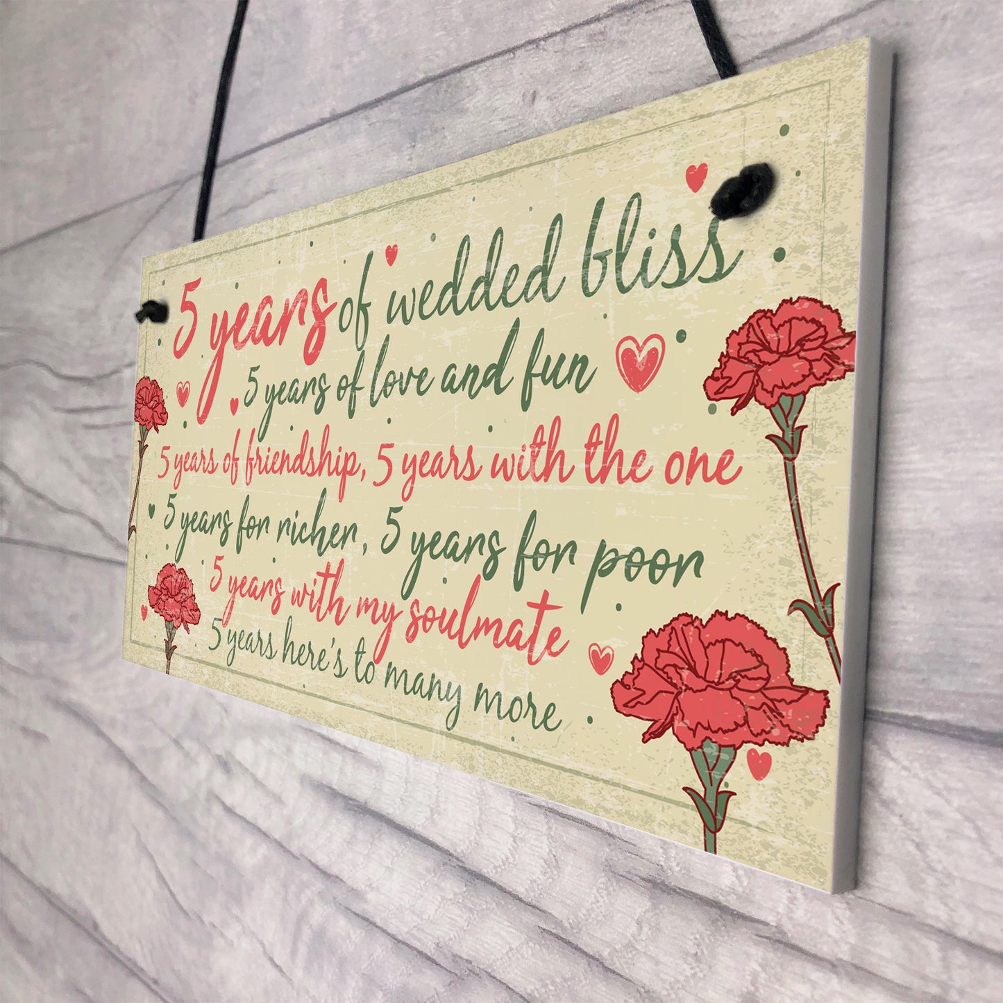 5th Wedding Anniversary Card Gift For Husband Wife Five Year