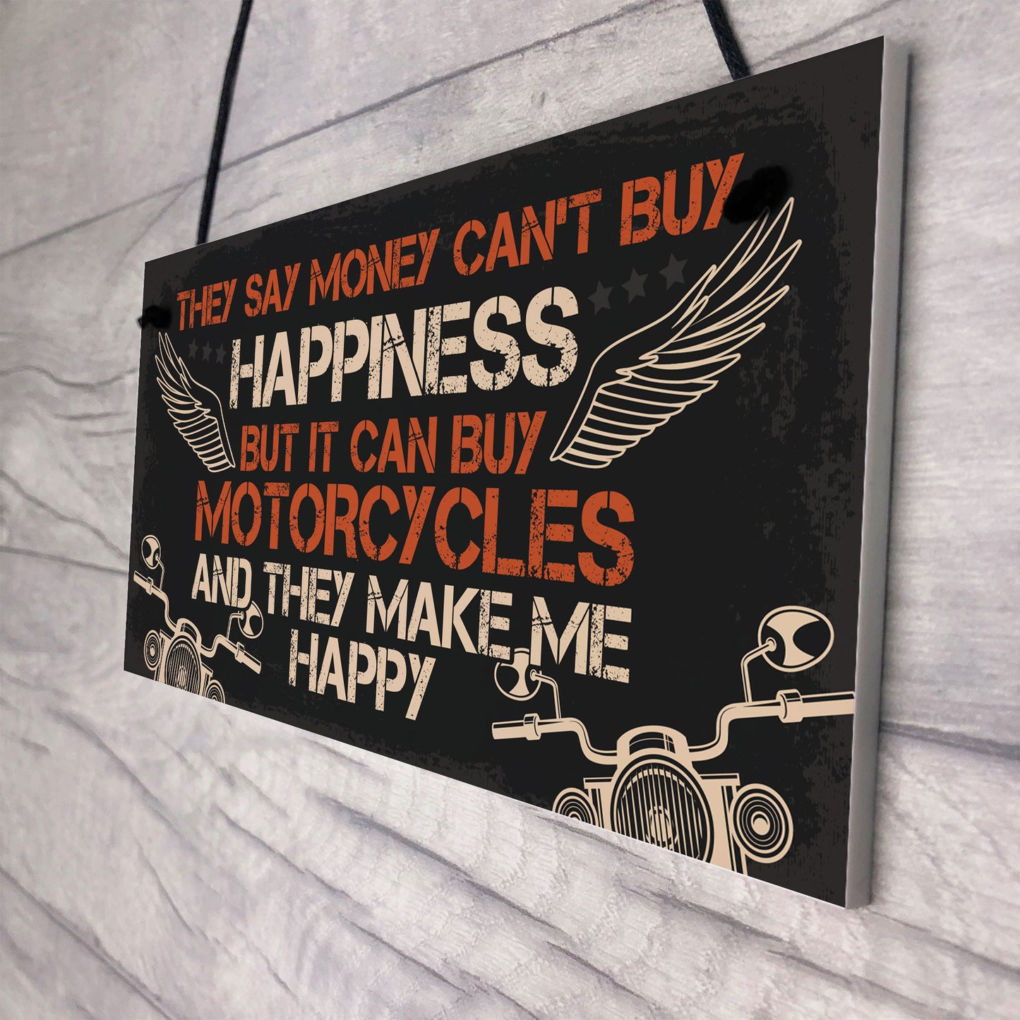 MOTORCYCLE Sign Hanging Plaque Bikers Gift For Dad Grandad