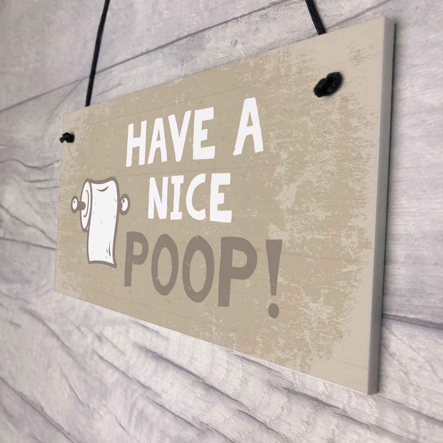Beige Bathroom Toilet Novelty Plaque Home Decor Sign Funny