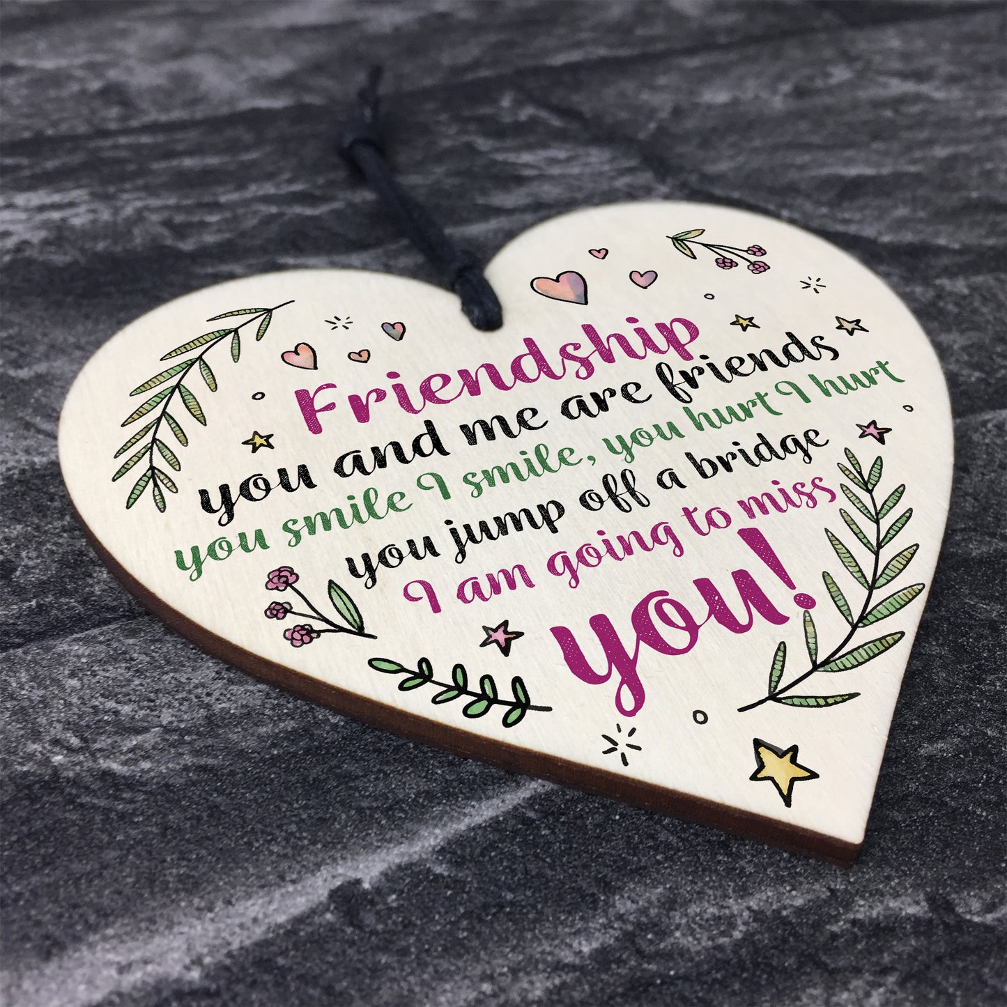 Handmade Friendship Sign Wood Heart Best Friend Thank You Gift
