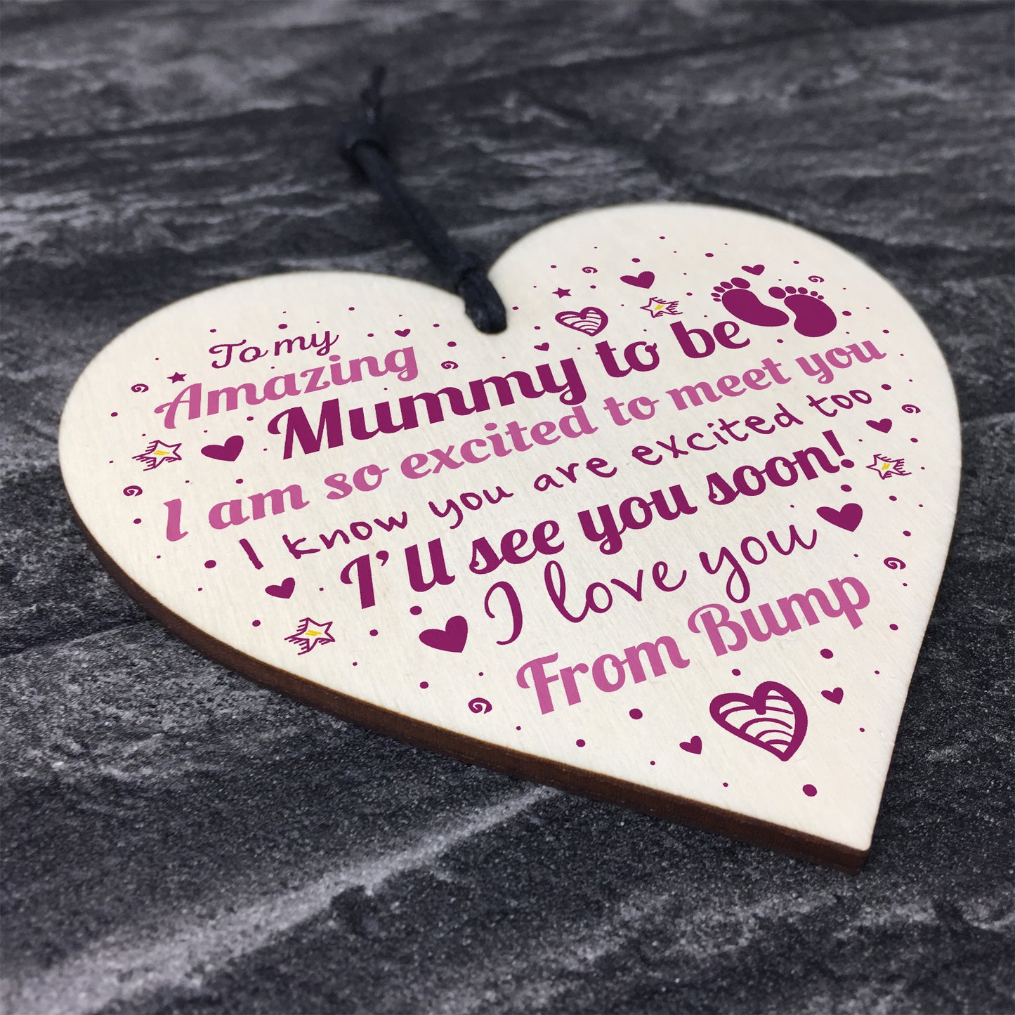 Mum Mummy To Be Gift Funny Novelty Wood Heart Baby Shower Gift