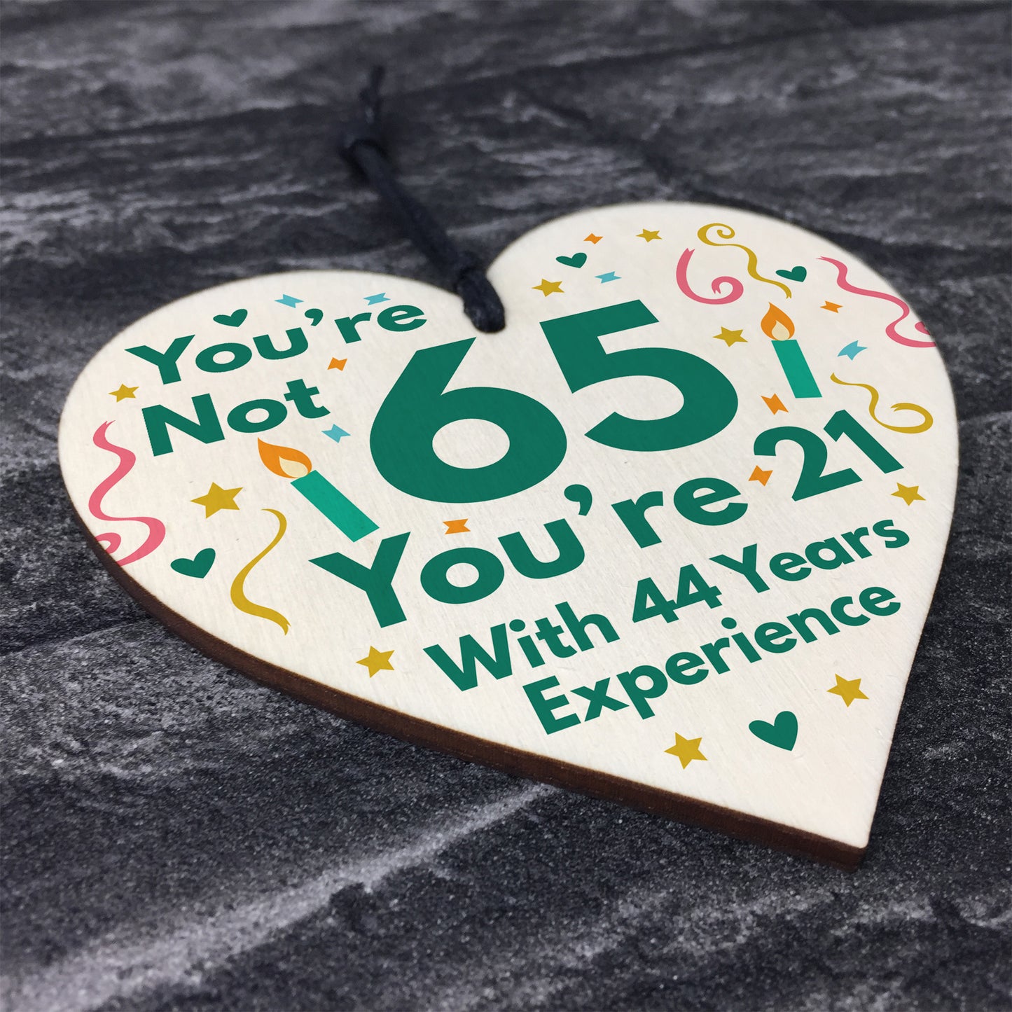 Funny Birthday Gifts Novelty 65th Birthday Gift Wood Heart Card