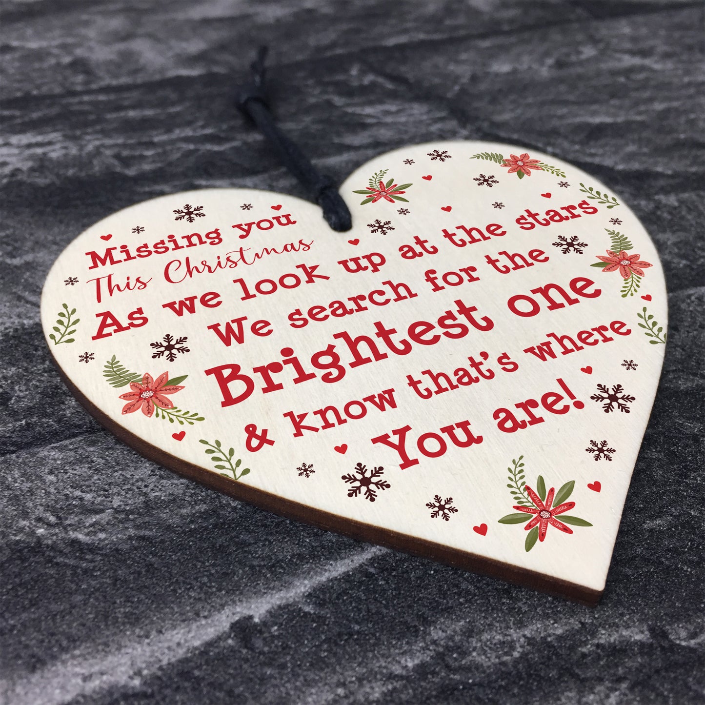 Christmas Memorial Bauble For Mum Dad Nan Grandad Wooden Heart