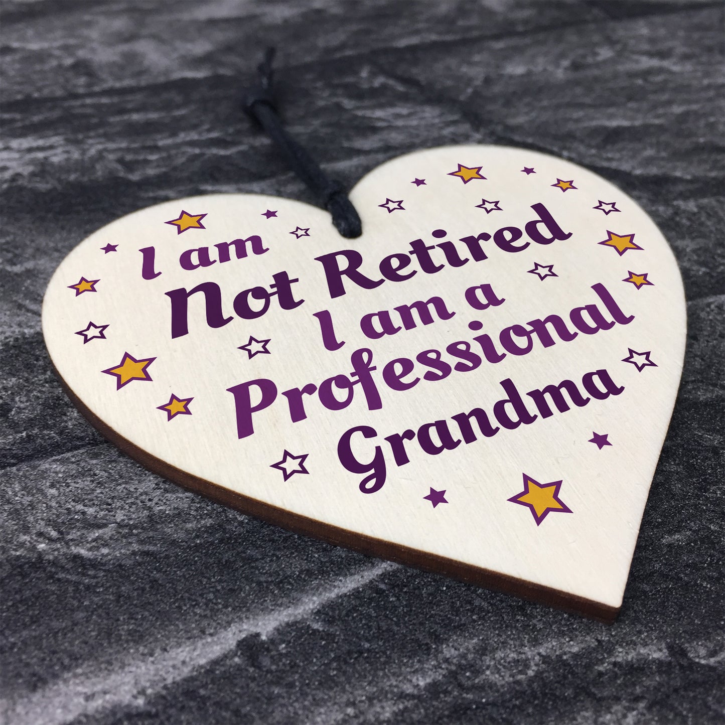 Funny Grandma Gift Wood Heart Not Retired Birthday Gift