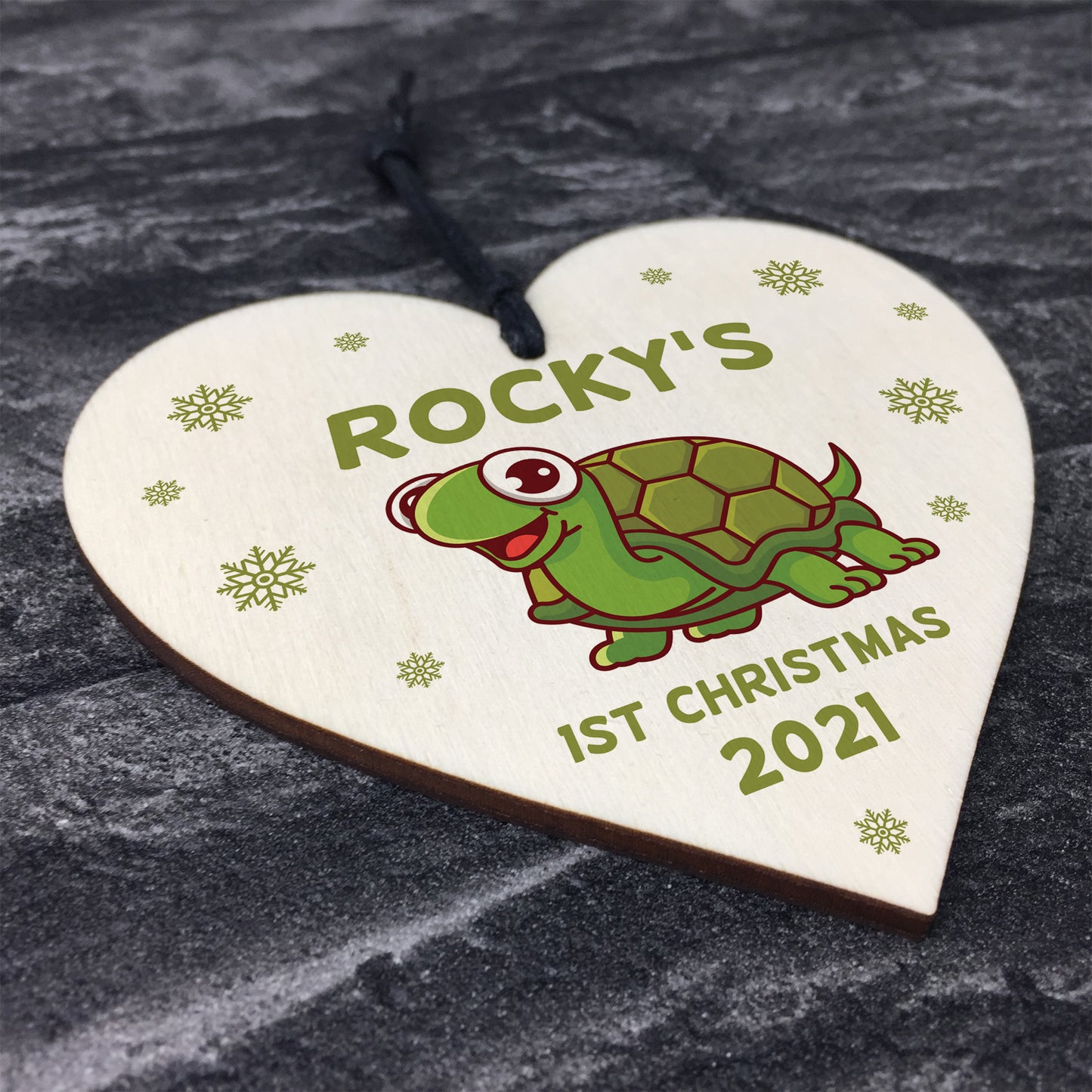 Personalised 1st Christmas Tortoise Bauble Heart Pet Decoration