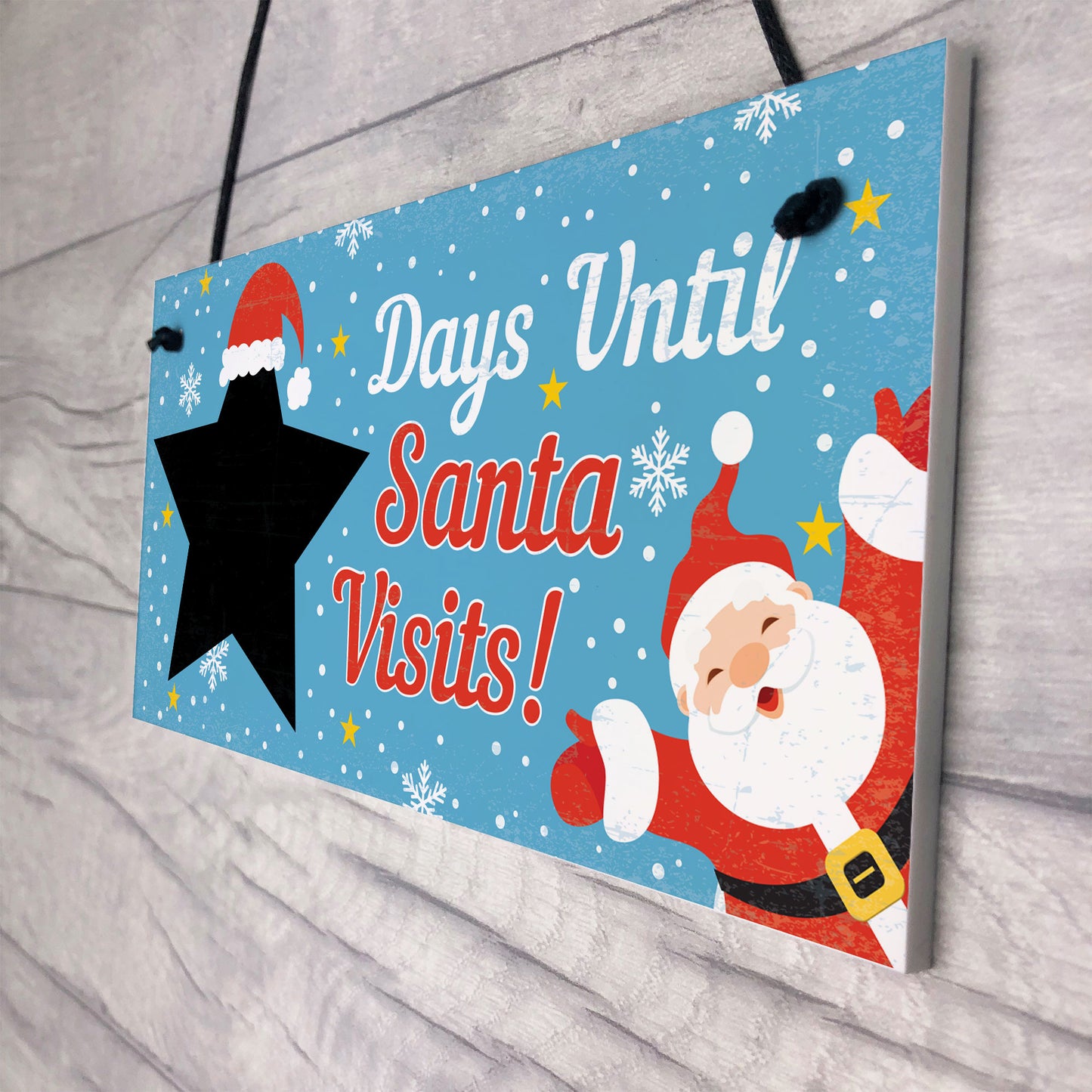CHALKBOARD Christmas Santa Countdown Family Wall Sign Advent