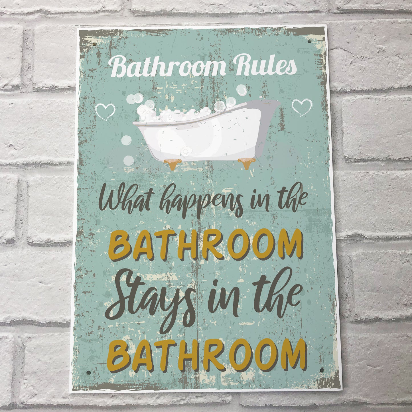 Shabby Chic What Happens In The Bathroom Funny Sign Plaque