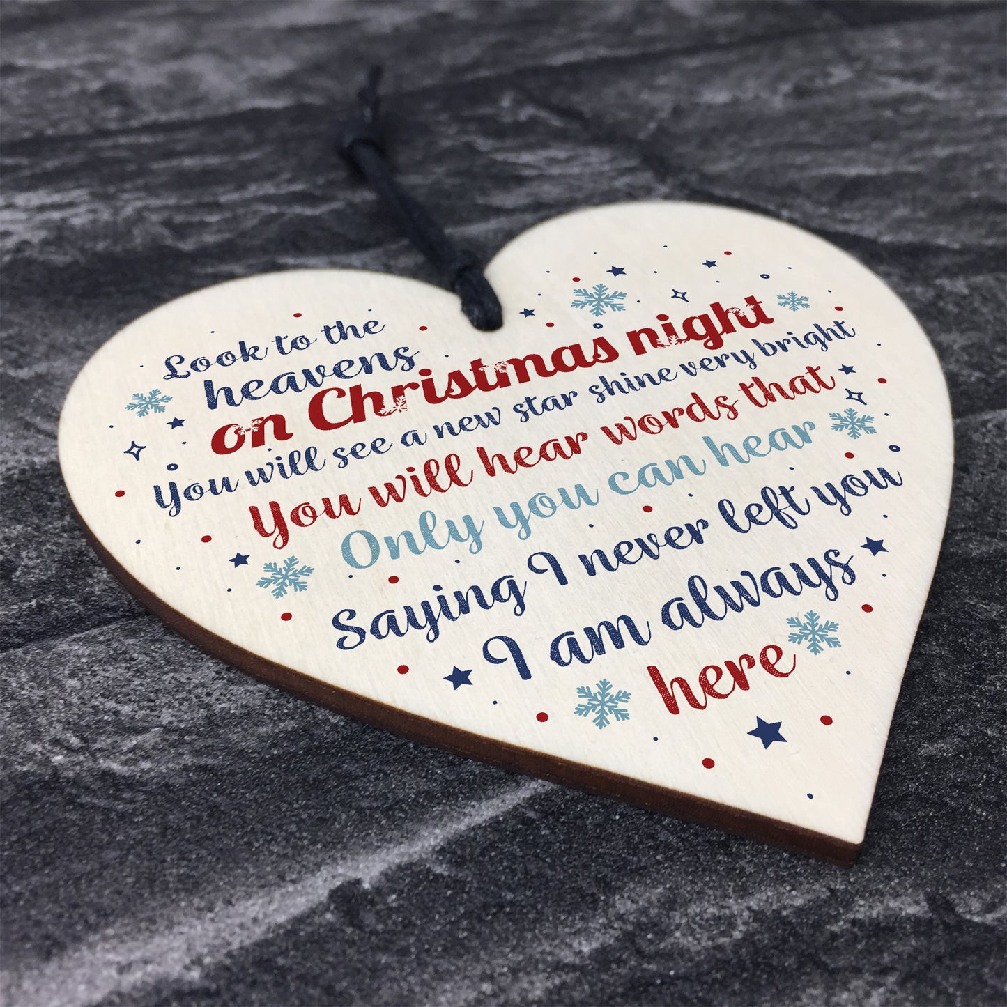 Christmas Memorial Decoration Bauble Wooden Heart Sign Keepsake