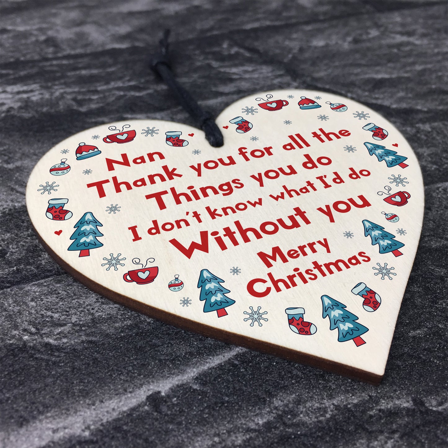 Christmas Nan Gifts Hanging Wooden Tree Decoration Gifts