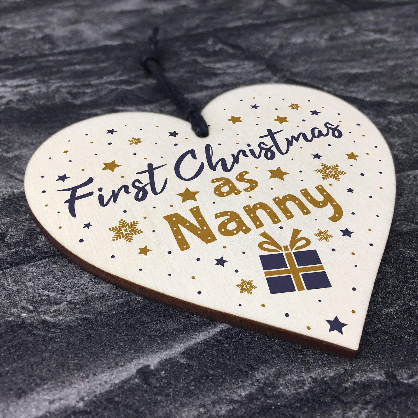 First 1st Christmas As Nanny Tree Decoration Bauble Wooden Heart