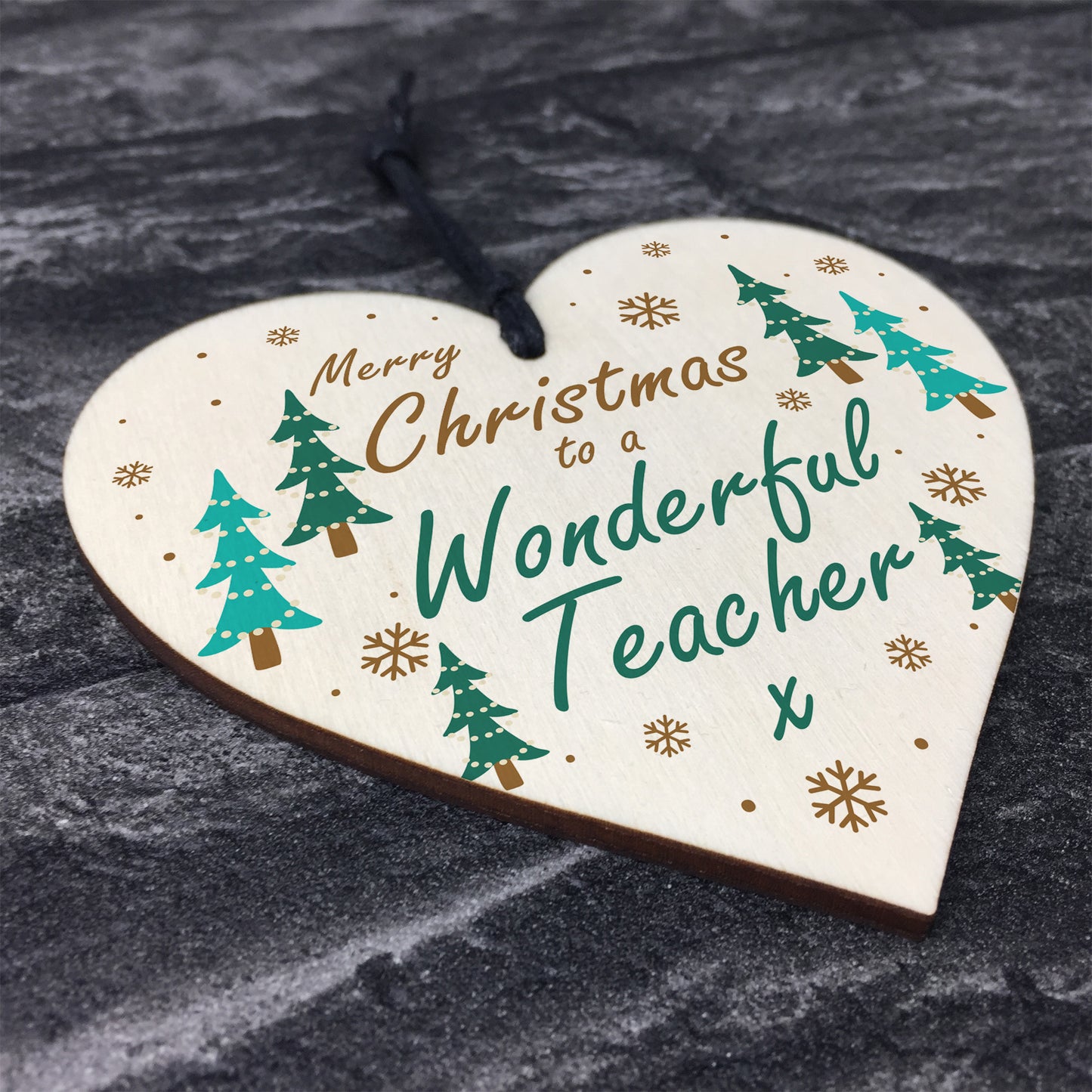 Christmas Gift For Wonderful Teacher Wood Heart Thank You