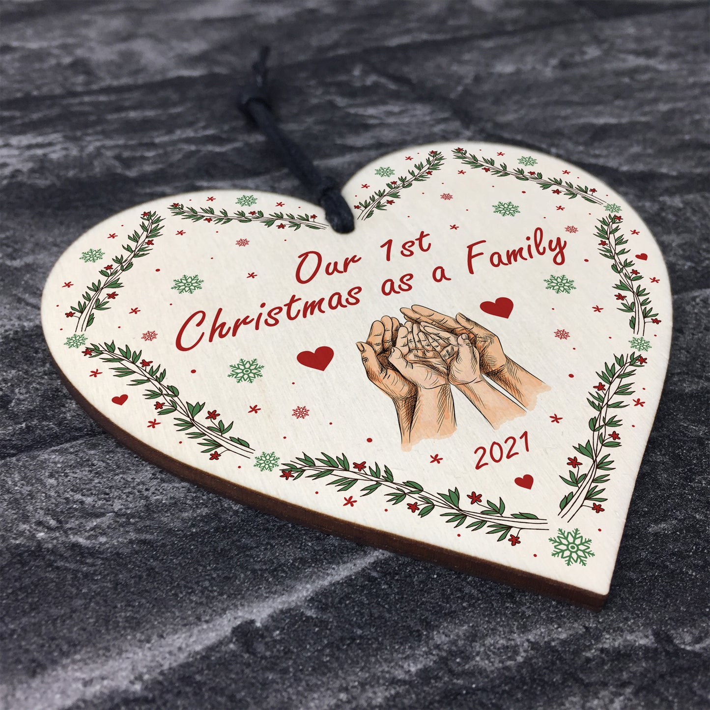 Personalised 1st Christmas As A Family Hanging Heart Family Gift