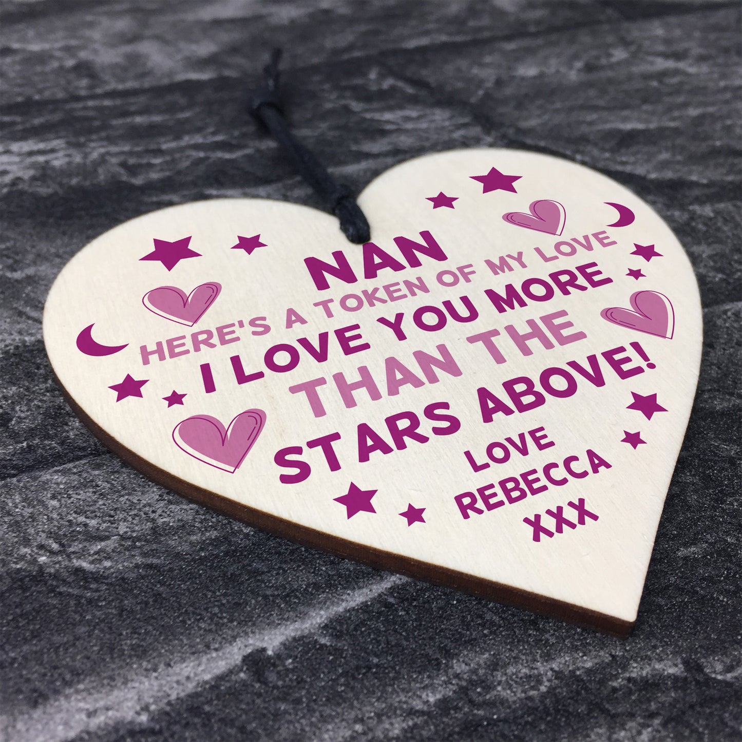 Personalised Gift For Nan Wooden Heart Mothers Day Birthday Gift