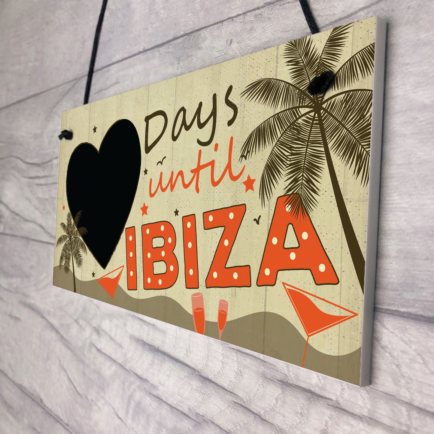 CHALKBOARD Countdown Holiday Ibiza Hanging Plaque Friendship