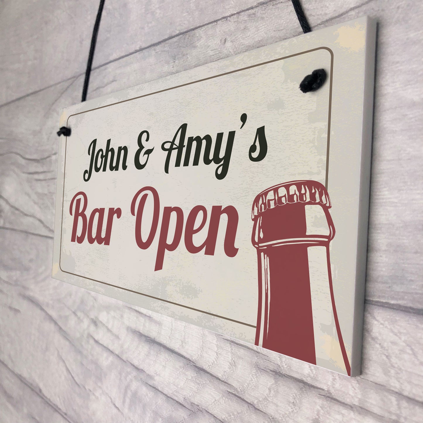 PERSONALISED Bar Open Home Bar Hanging Sign Man Cave Beer