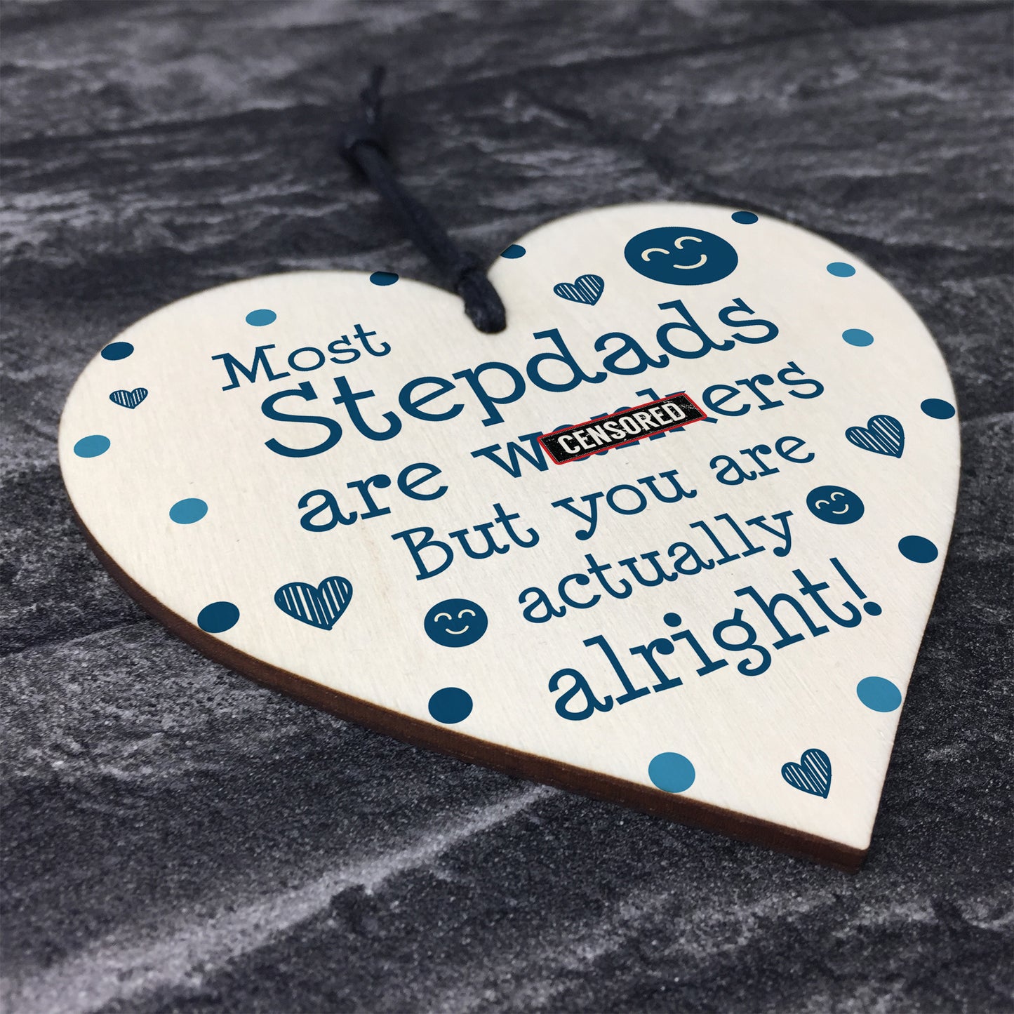 Joke Stepdad Gift Wood Heart Fathers Day Birthday Gift Funny