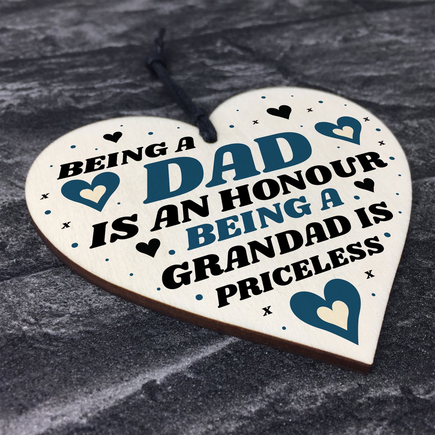 Gift For Dad Grandad Wood Heart Birthday Christmas Gift Thankyou