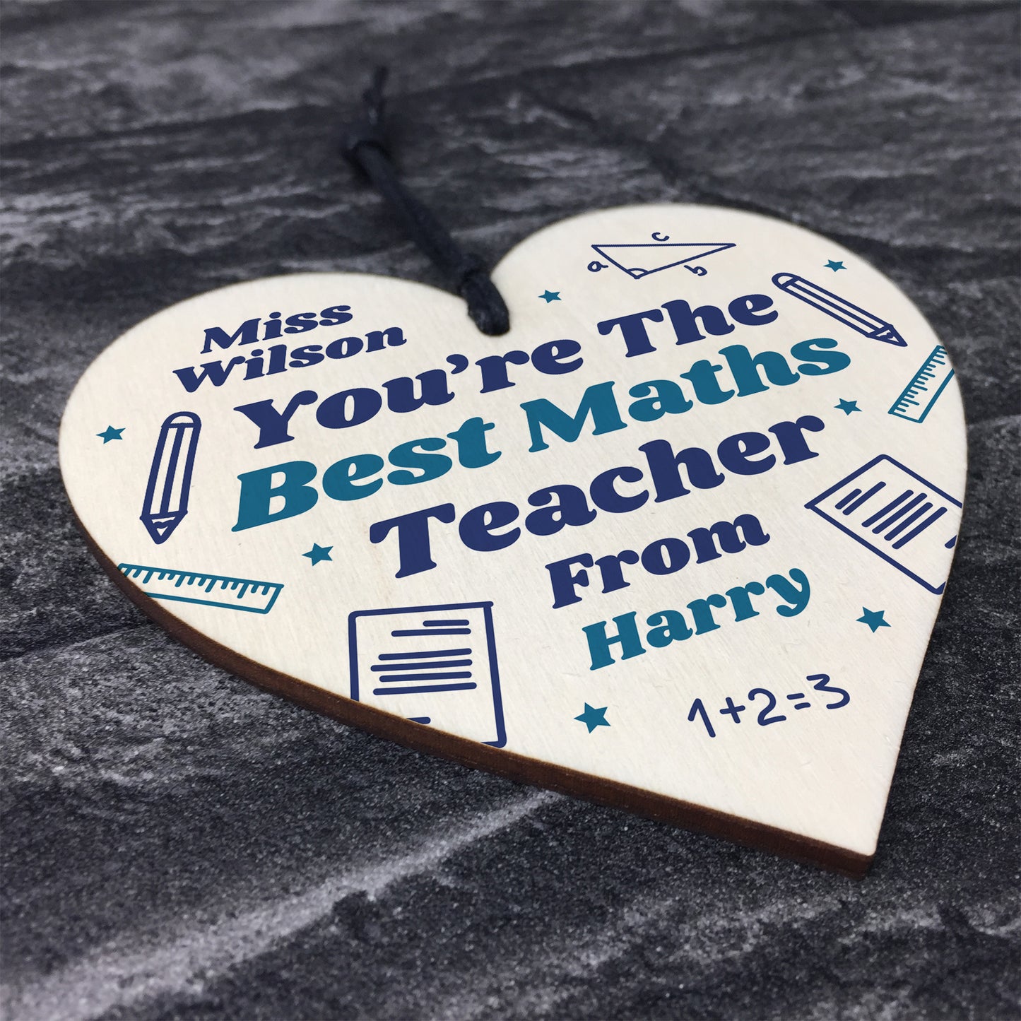 Personalised Teacher Heart Plaque Thank You Gifts Maths Teacher