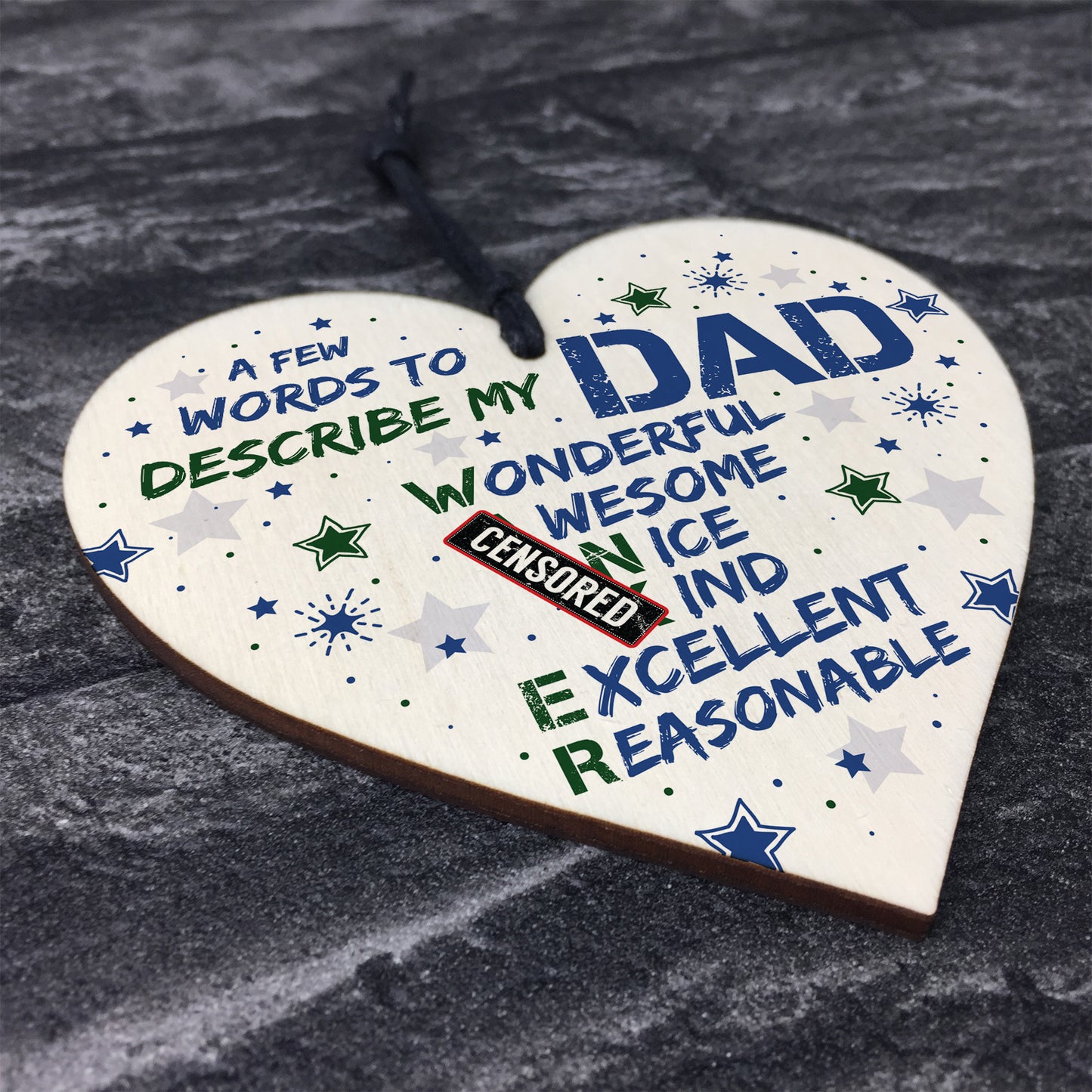 Funny Rude Wooden Heart Gift For DAD Daddy Birthday Fathers Day