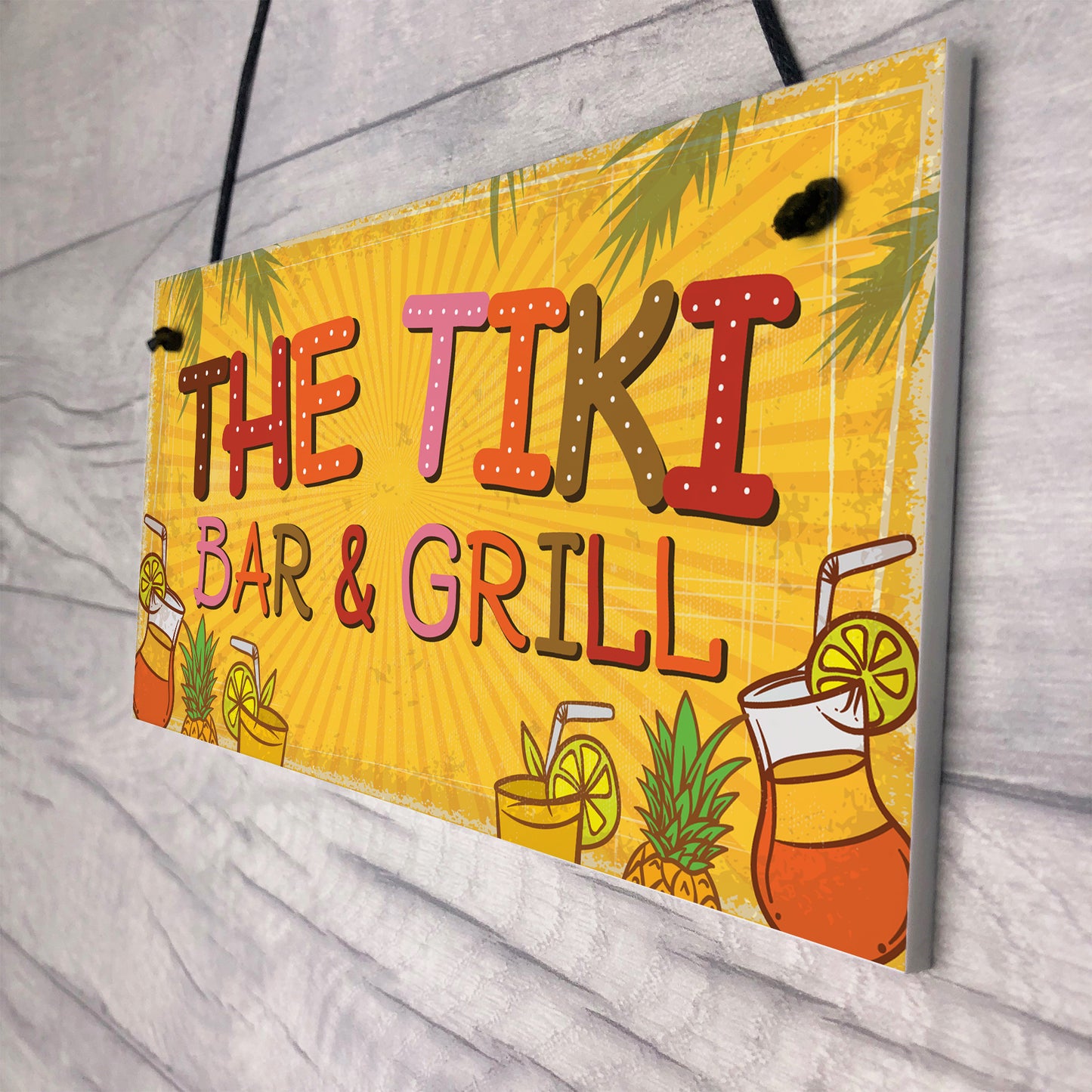Tiki Bar & Grill Party Hanging Bar Pub Plaque Beer Cocktail Gift