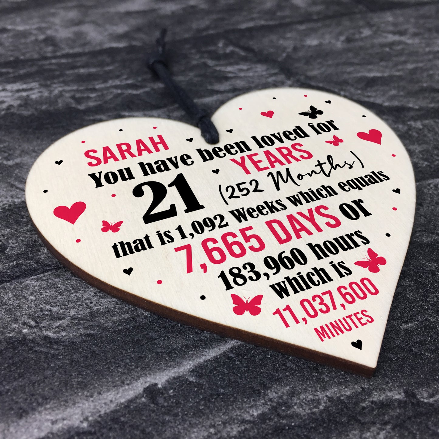 Personalised 21st Birthday Gift Wooden Heart Keepsake Funny Gift