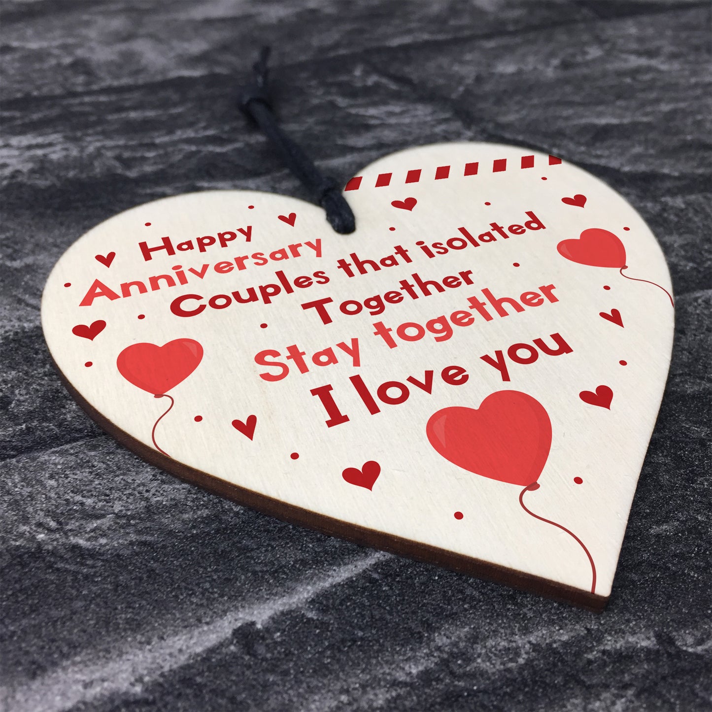 Post Lockdown Anniversary Gift Wood Heart Quarantine Funny Gift