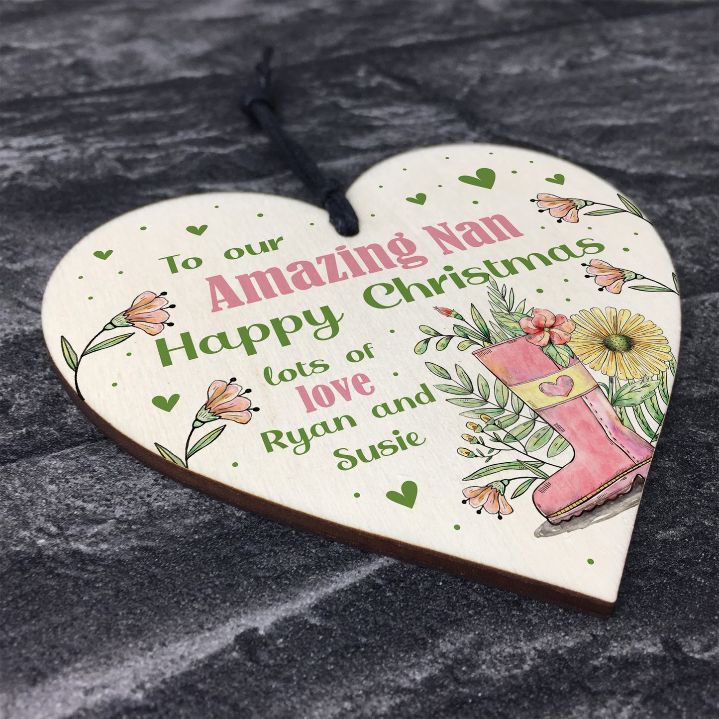Happy Christmas To Nan Gift Wood Heart Gift From Grandchildren