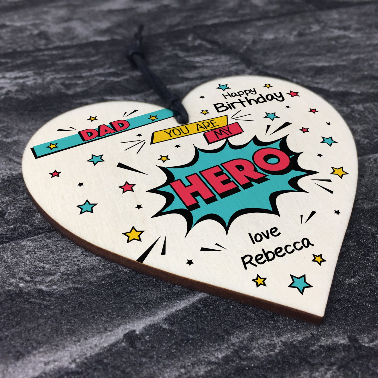 Birthday Gift For Dad Superhero Plaque Personalised Heart