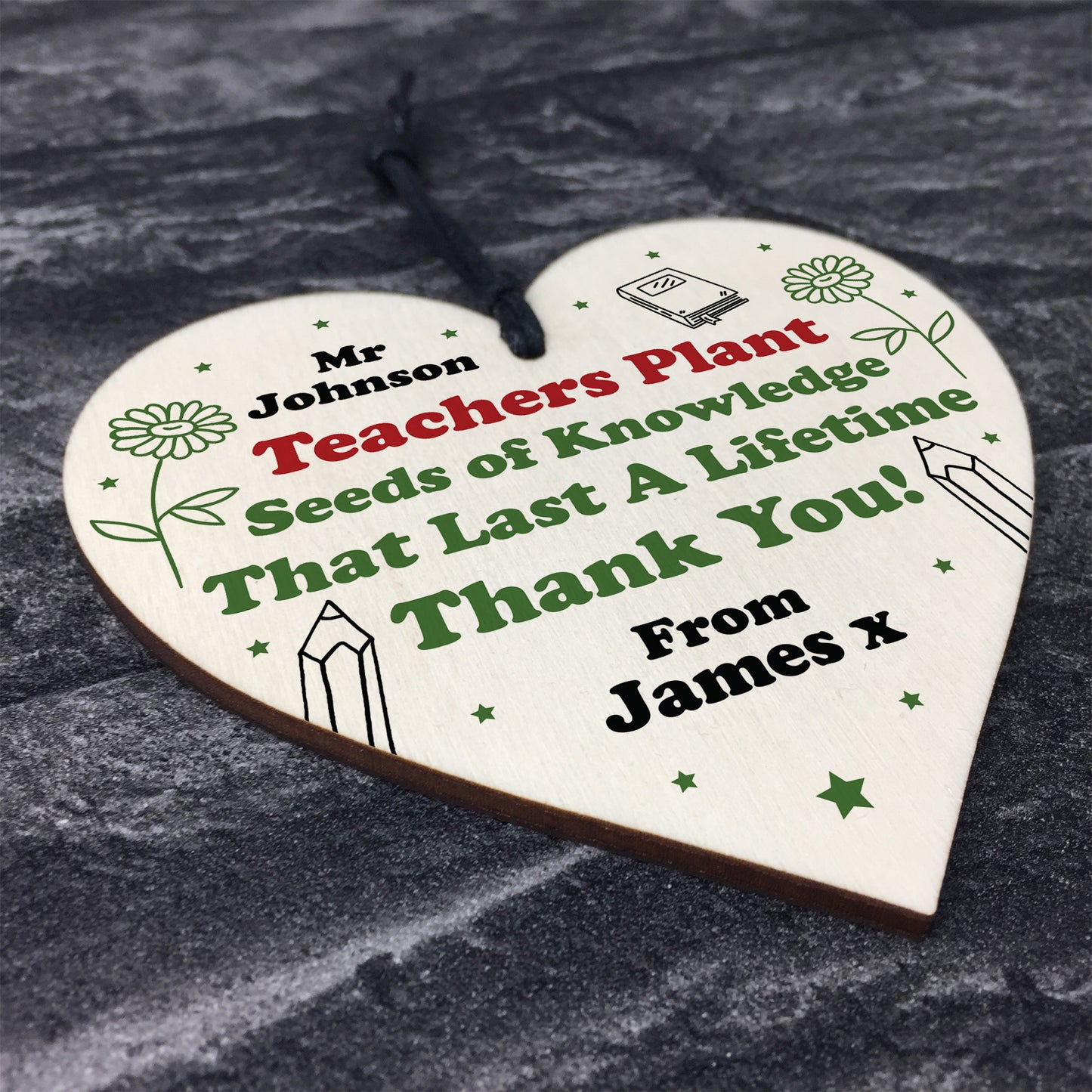 Personalised Teacher Heart Plaque Thank You Gifts for Assistant