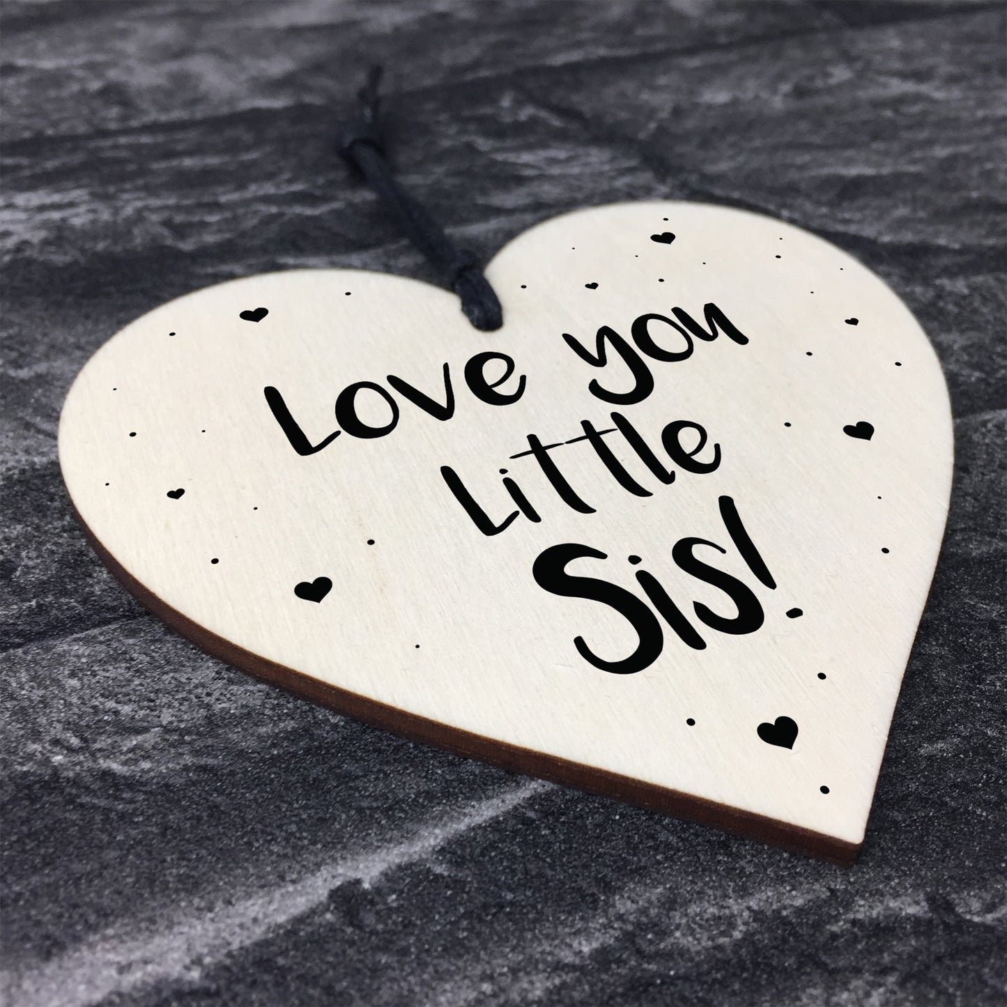 Novelty Little Sister Gift Wood Heart Love Plaque Birthday Xmas