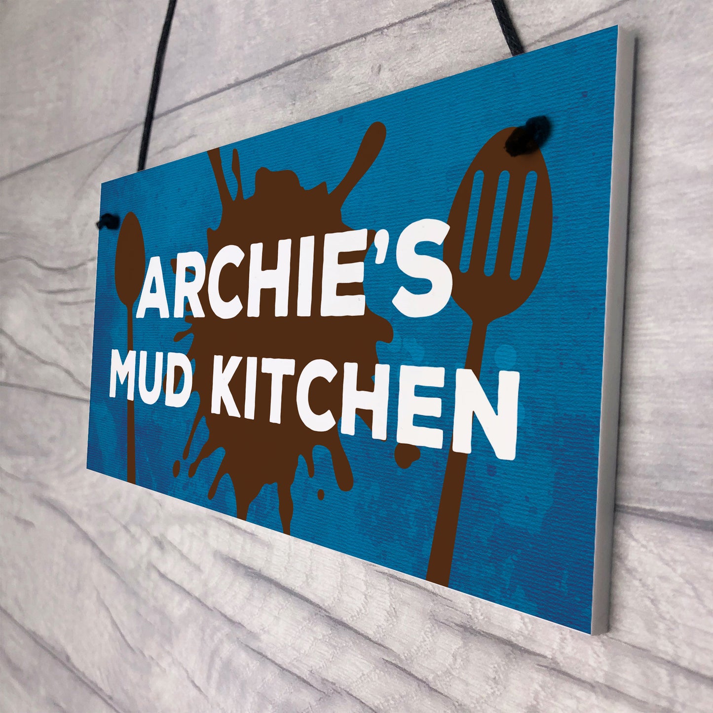 Personalised Hanging Mud Kitchen Sign For Garden Play House Gift
